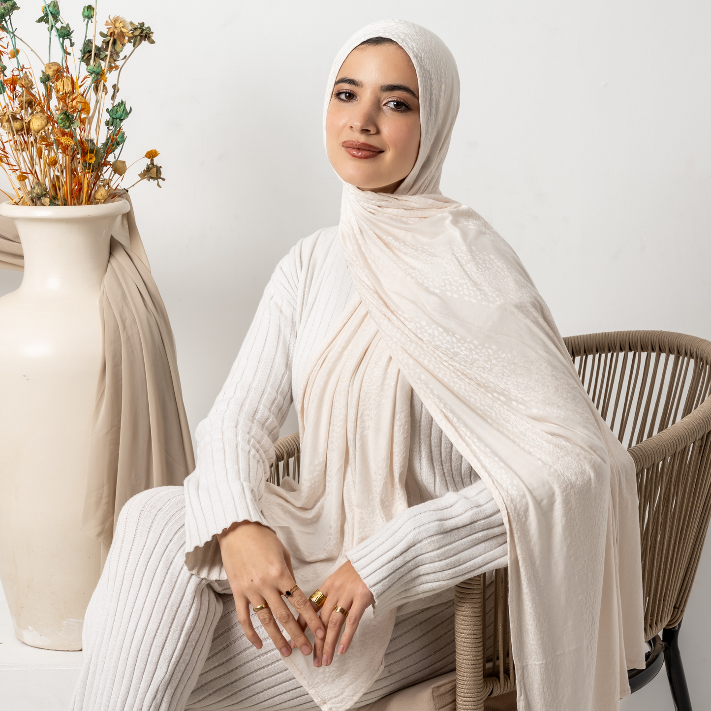 Écharpe en coton extensible à pois
