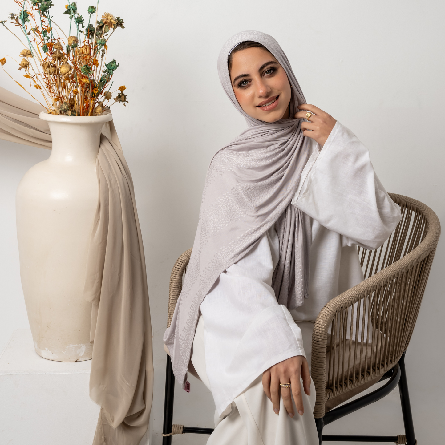 Écharpe en coton extensible à pois