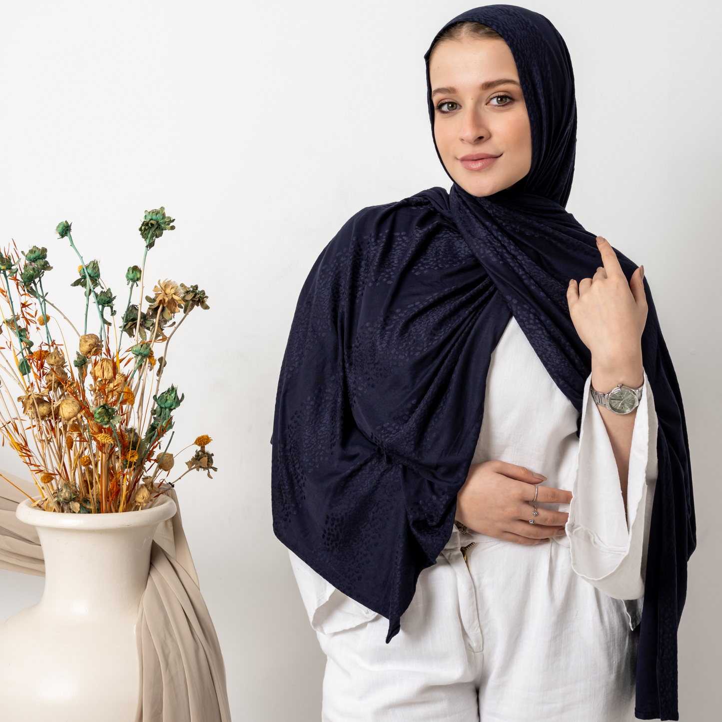 Écharpe en coton extensible à pois