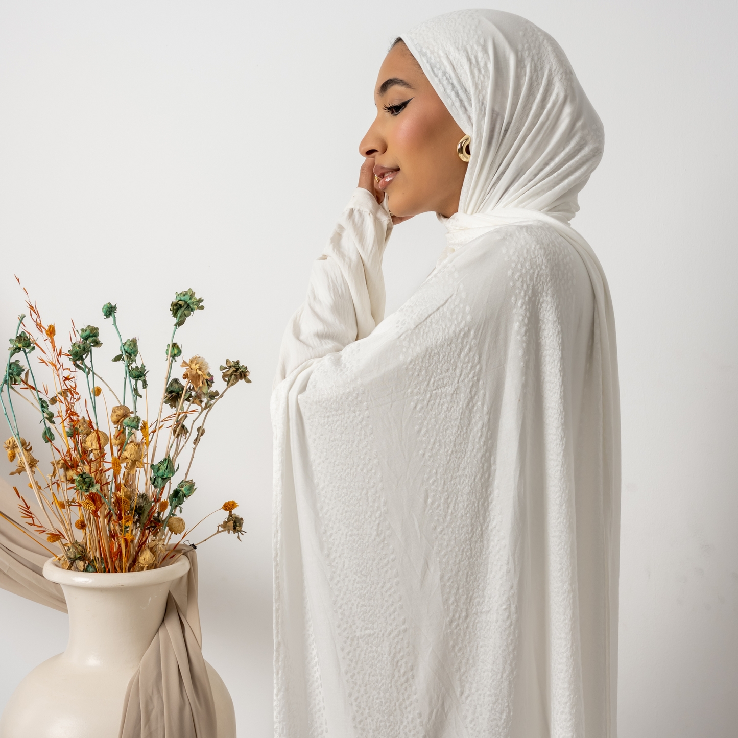 Écharpe en coton extensible à pois