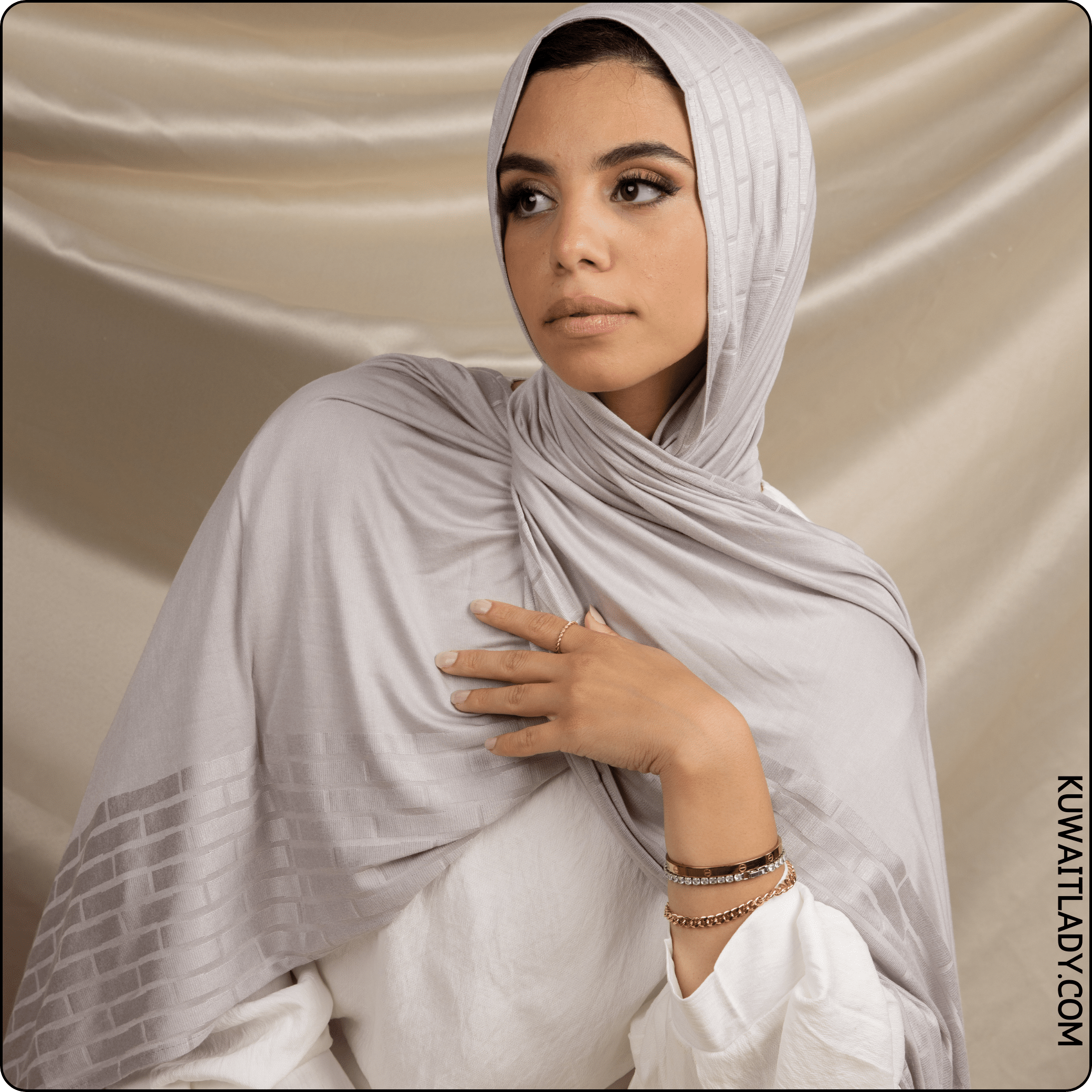 Brick Border Cotton Scarf