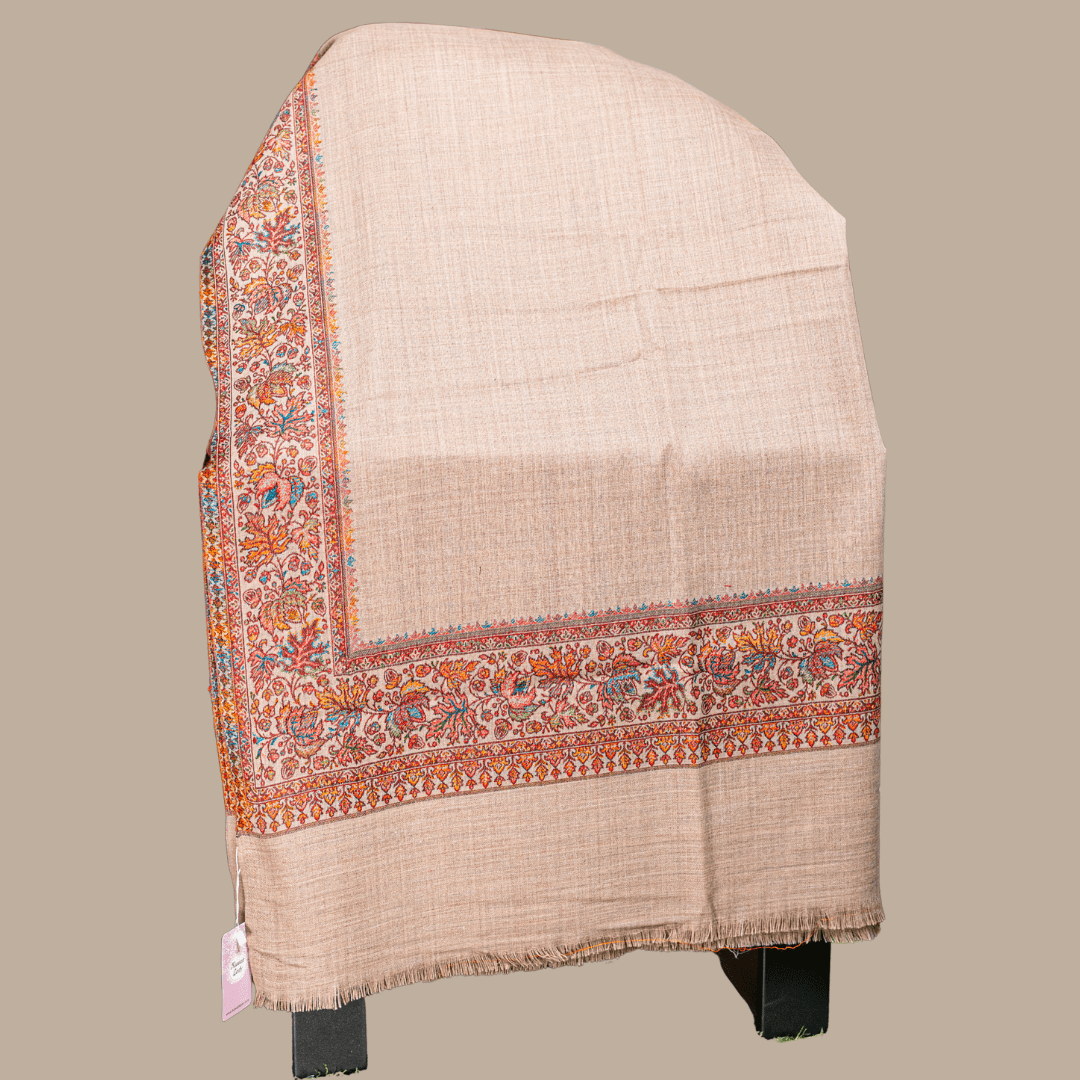 Fine Border Embroidery Print Shawl