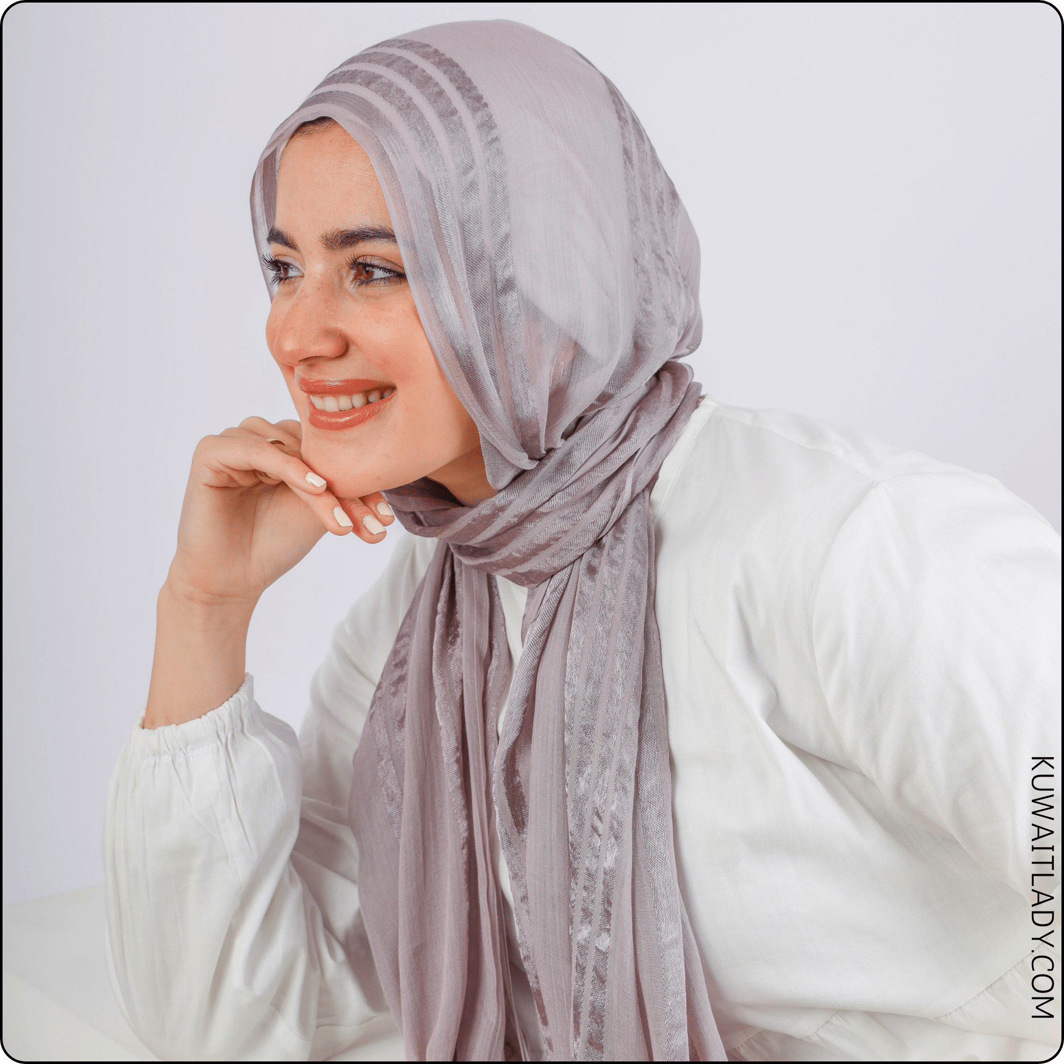 Fourfold Satin Strip Linen Scarf