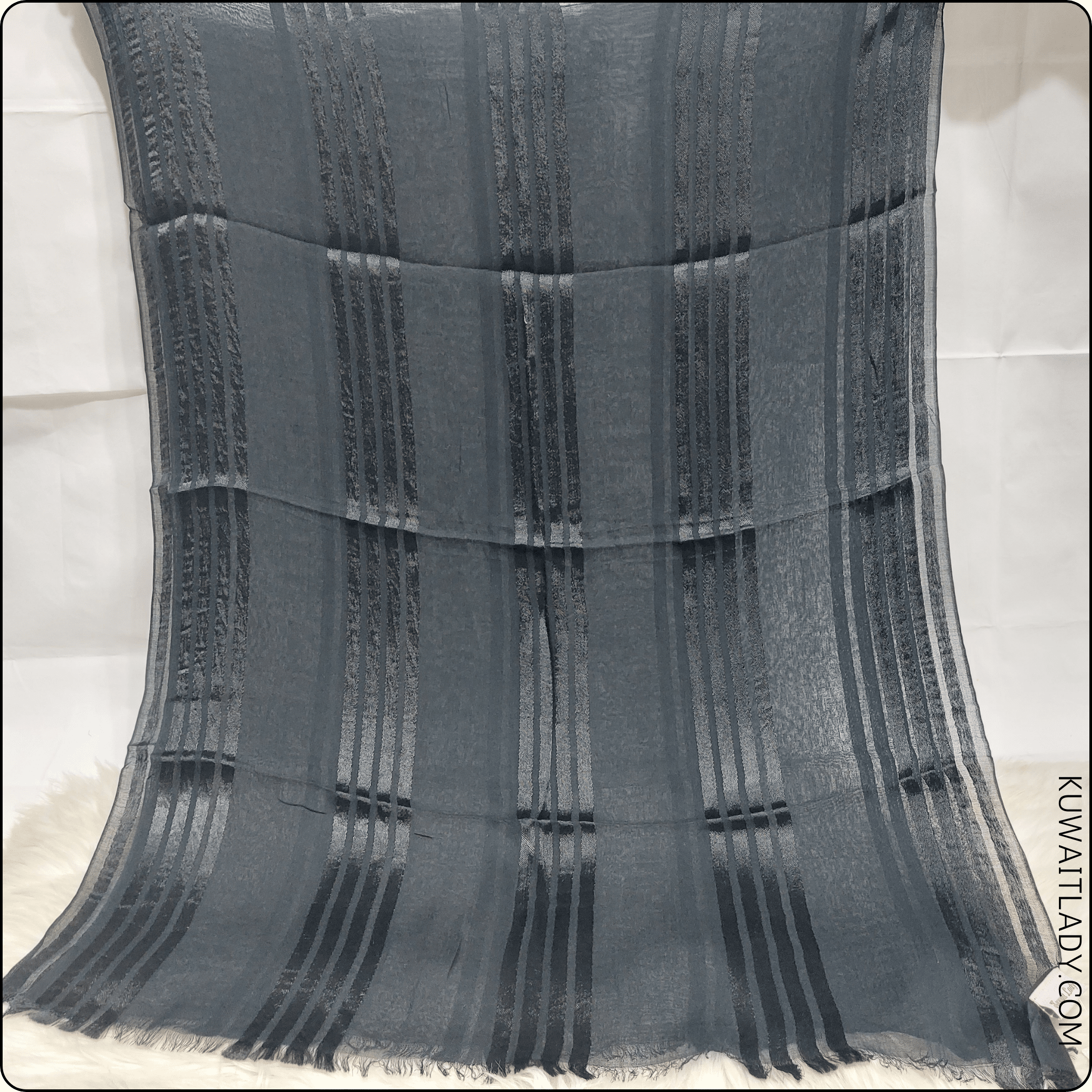 Fourfold Satin Strip Linen Scarf