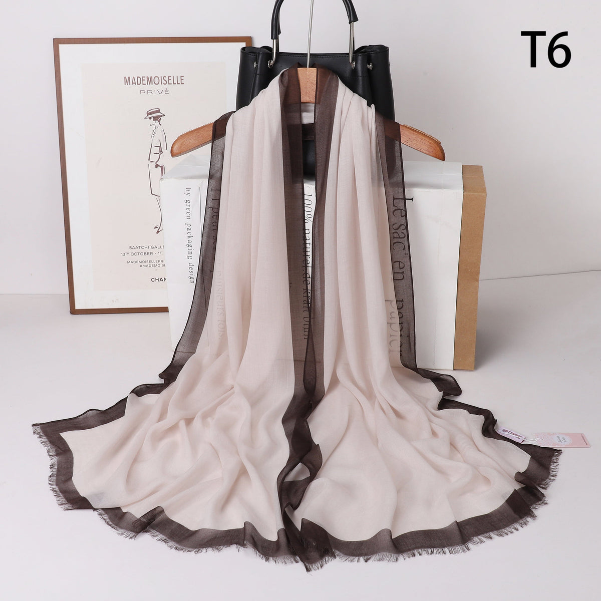 Frame Border Linen Scarf