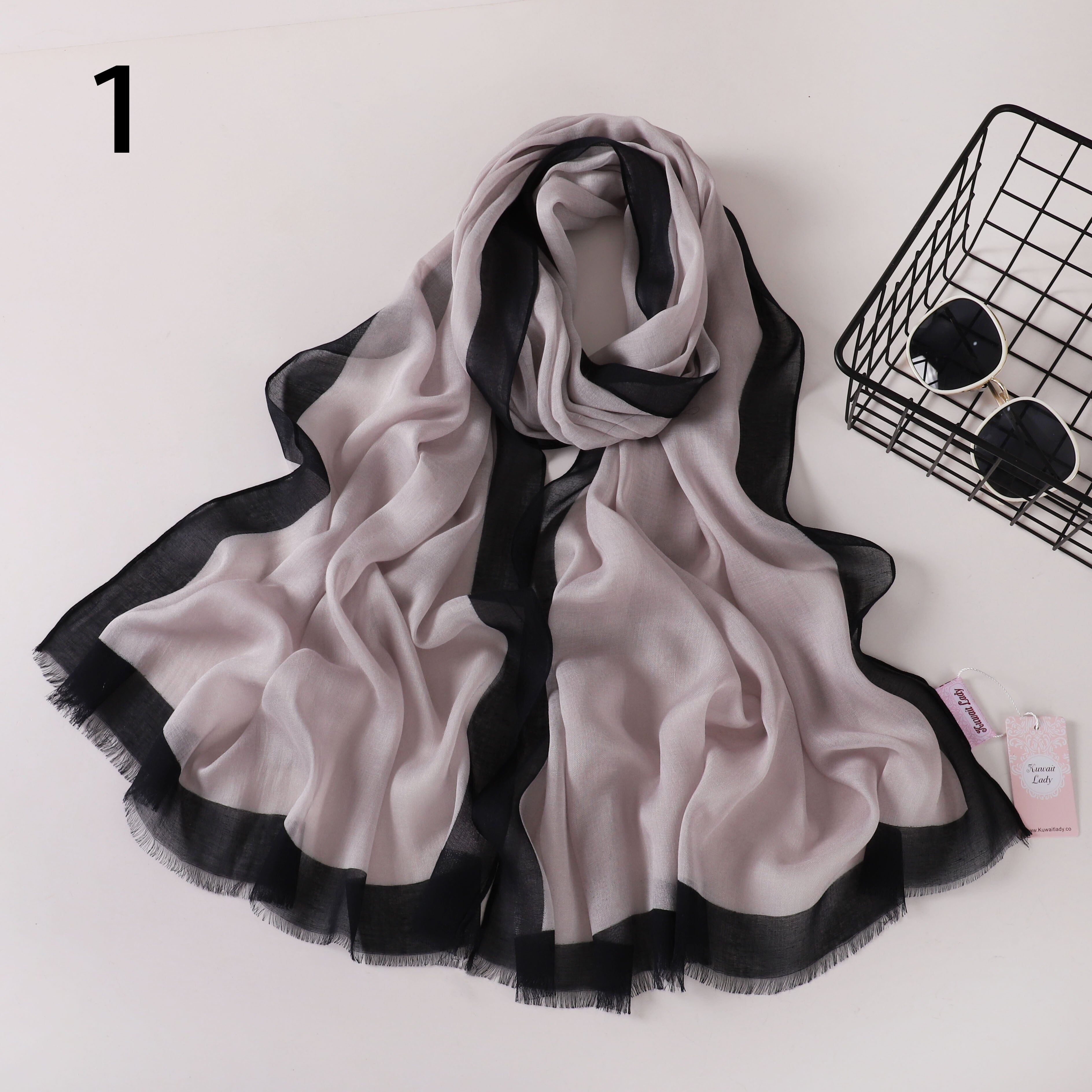 Frame Border Linen Scarf