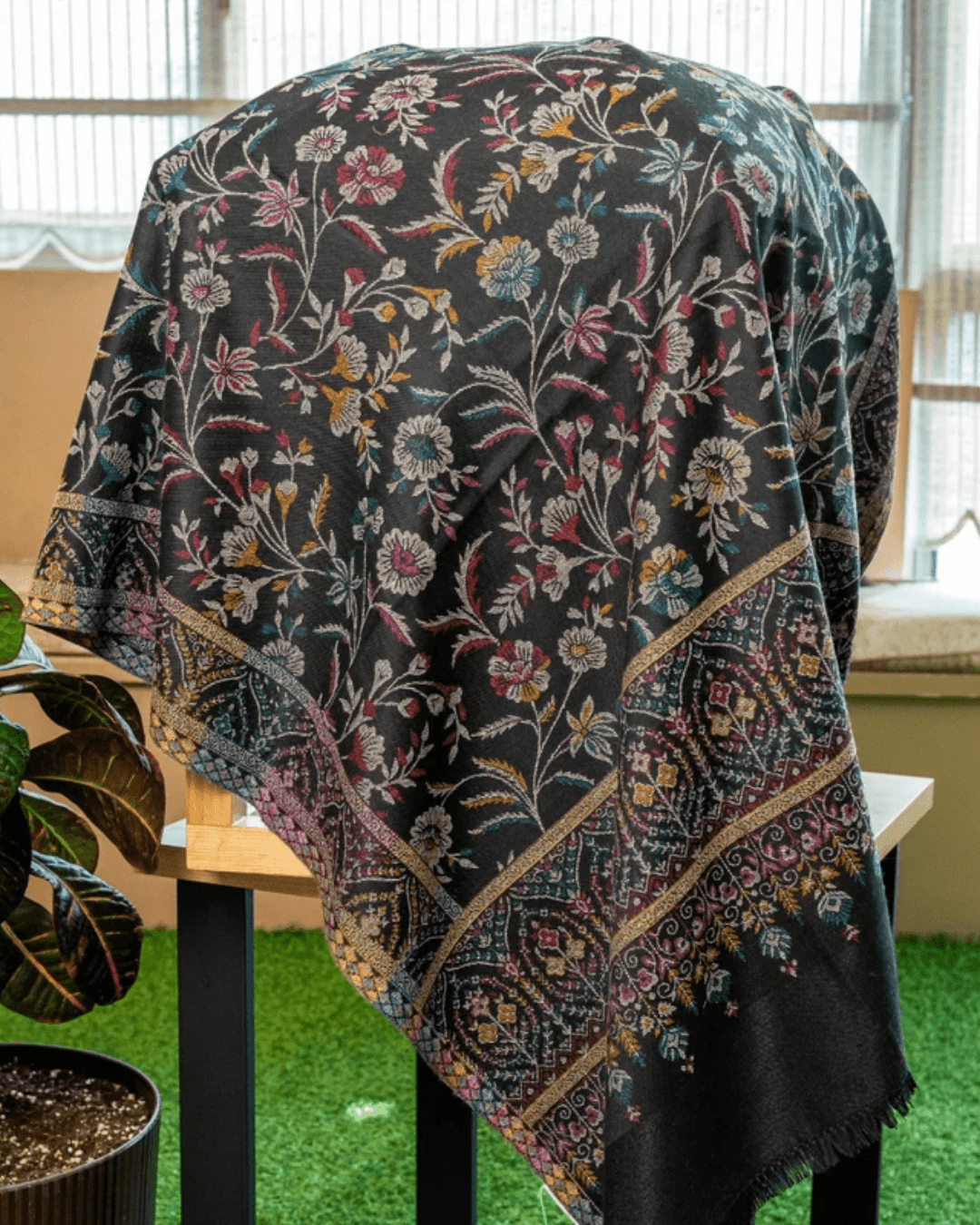 Garden Print Kashmiri Shawl