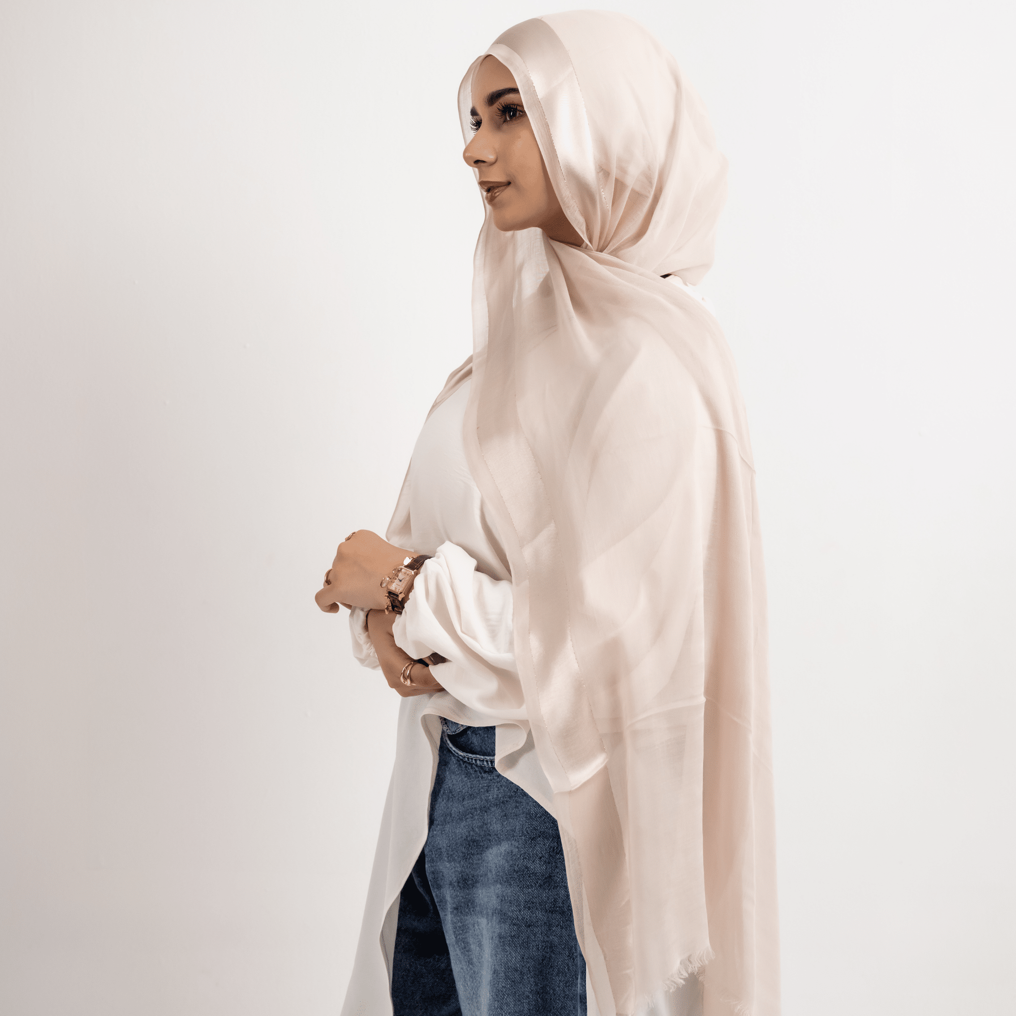 Golden Touch Satin Linen Scarf