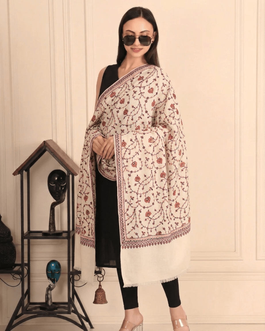 Jaalidar Hand Embroidered Shawl