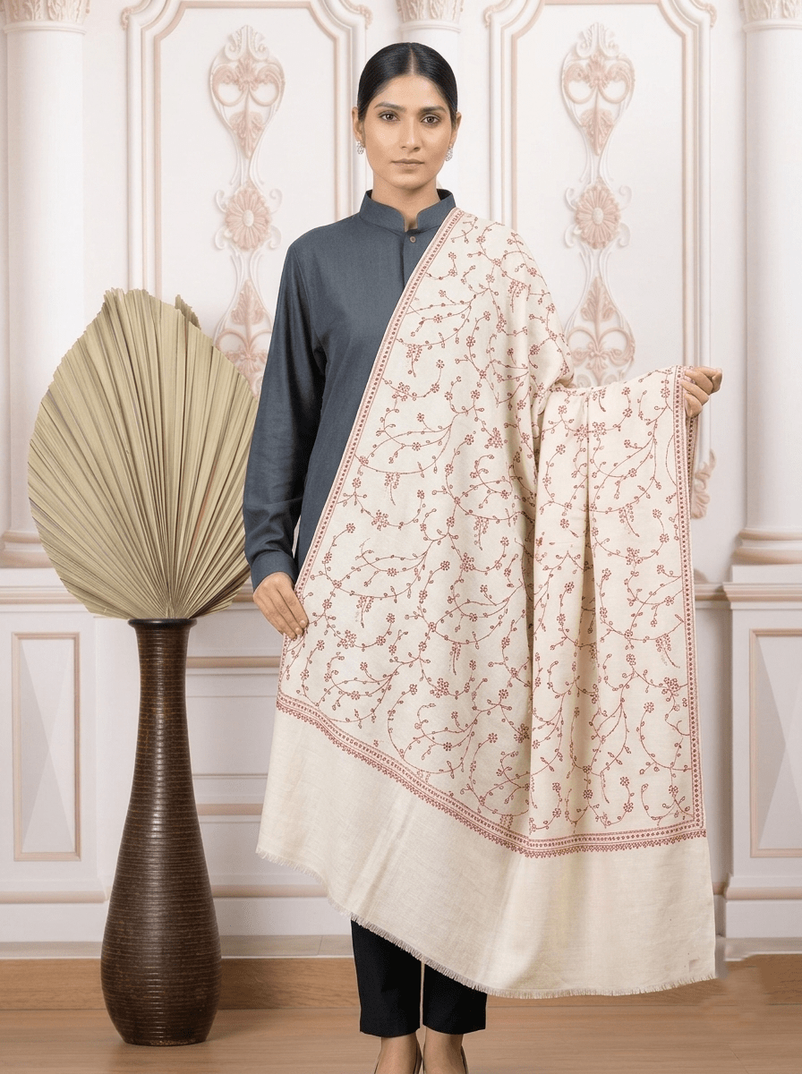 Jaalidar Hand Embroidered Shawl