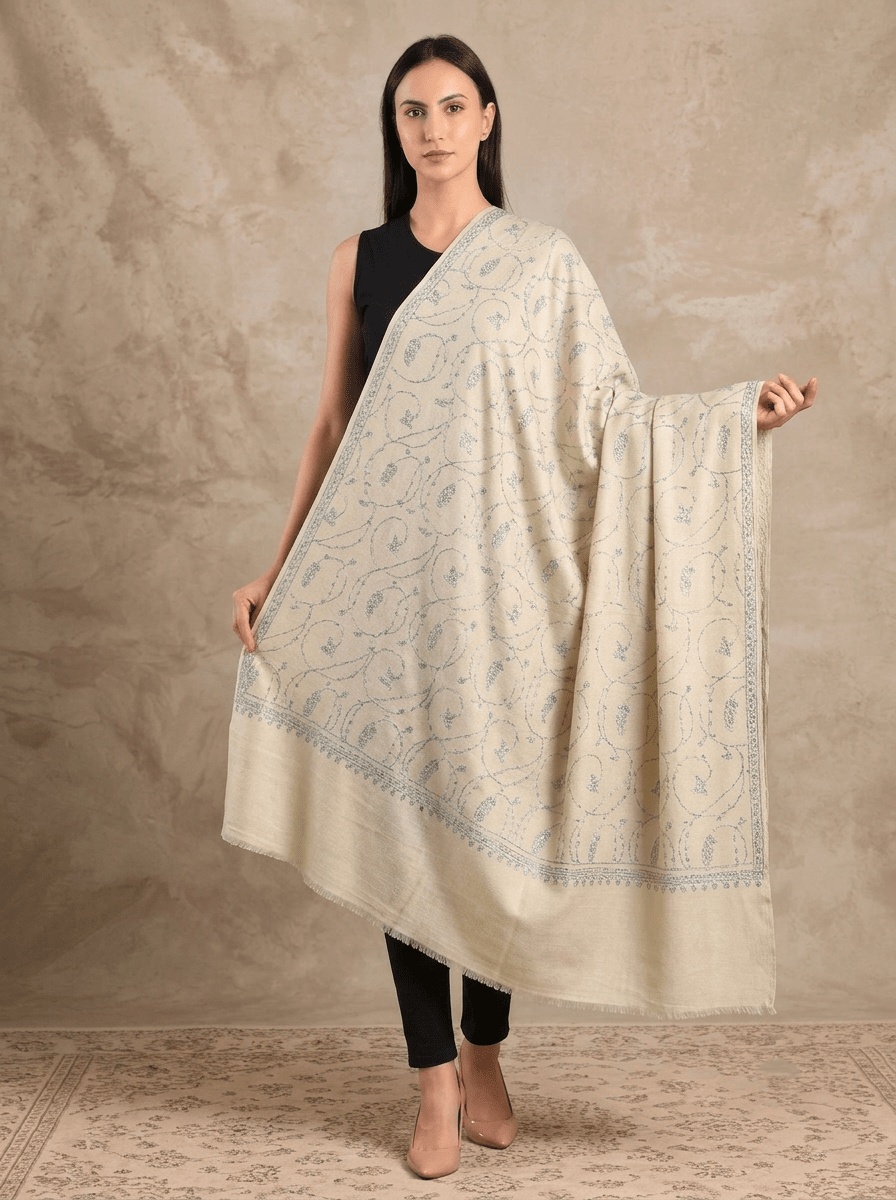Jaalidar Hand Embroidered Shawl