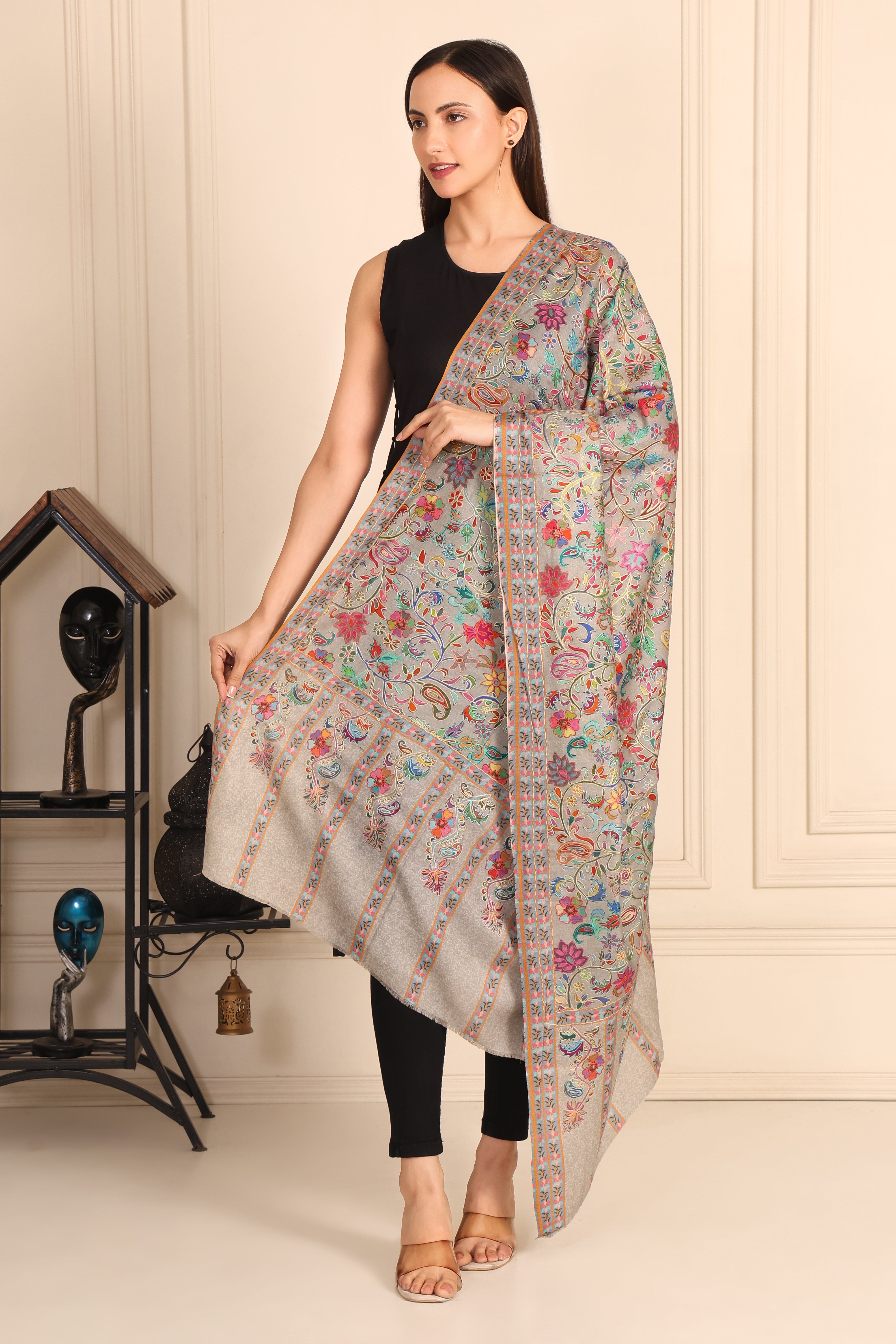 Kalamkari Pashmina Blend Shawl – Art Flow