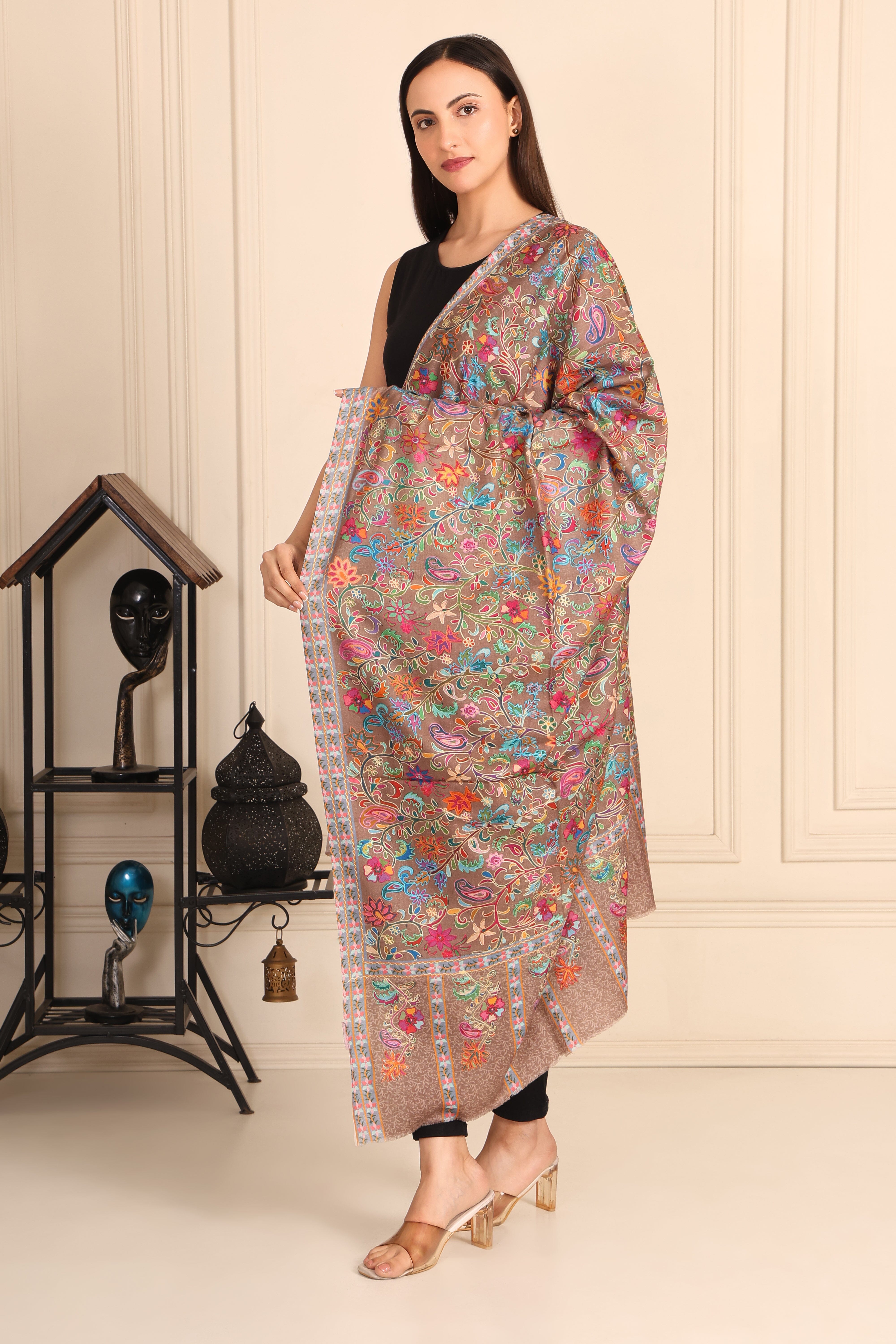 Kalamkari Pashmina Blend Shawl – Art Panel