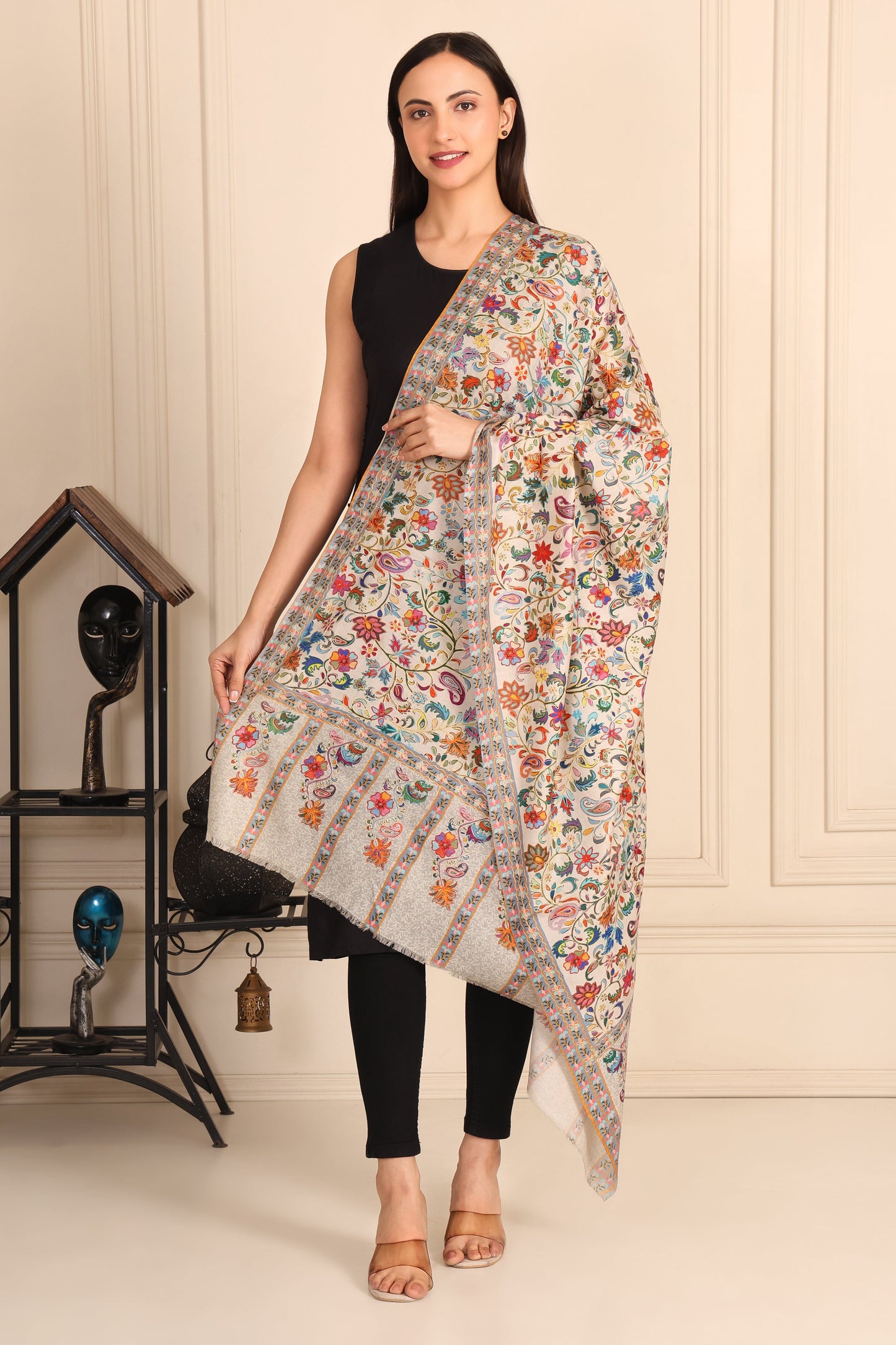 Kalamkari Pashmina Blend Shawl – Art Weave