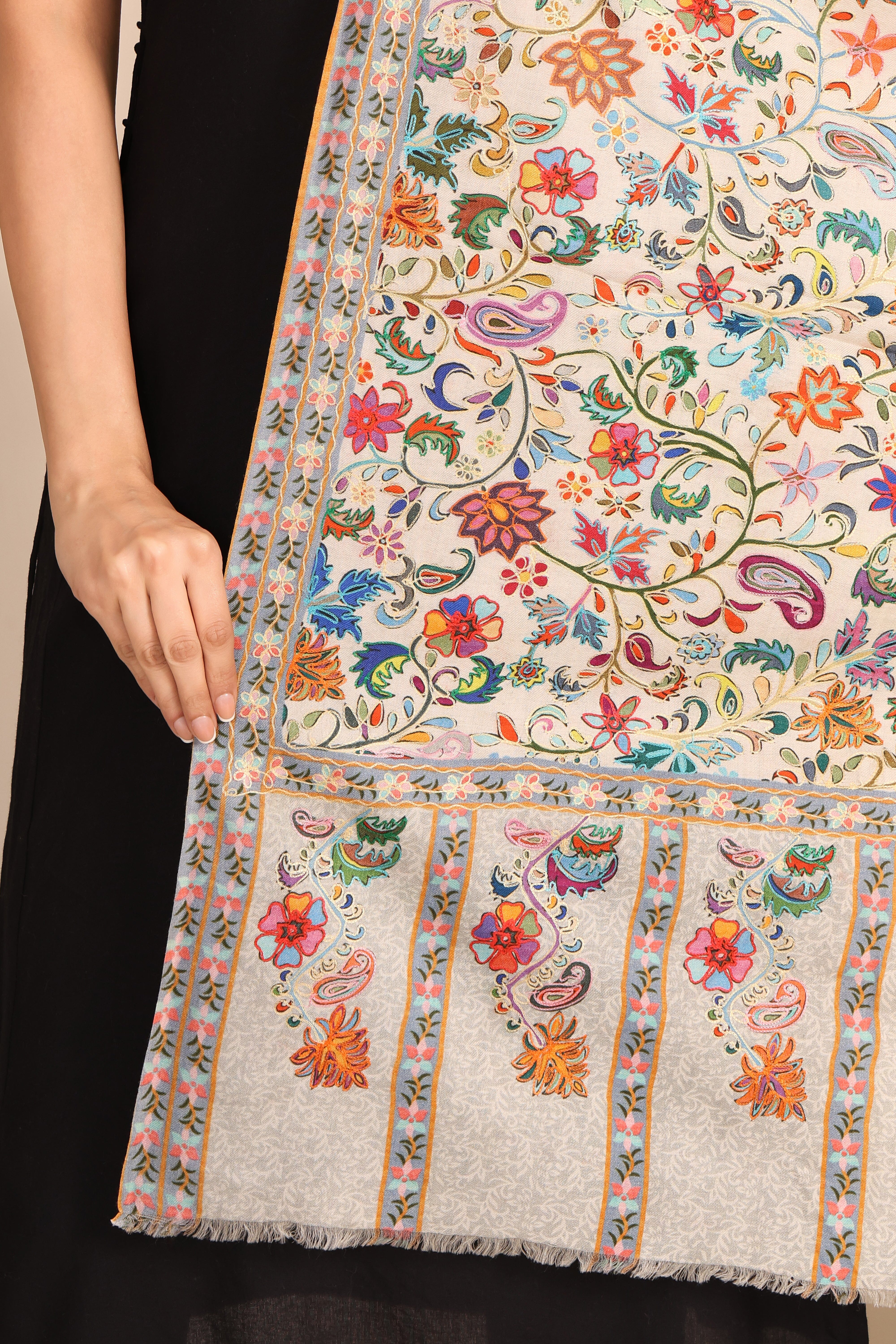 Kalamkari Pashmina Blend Shawl – Art Weave