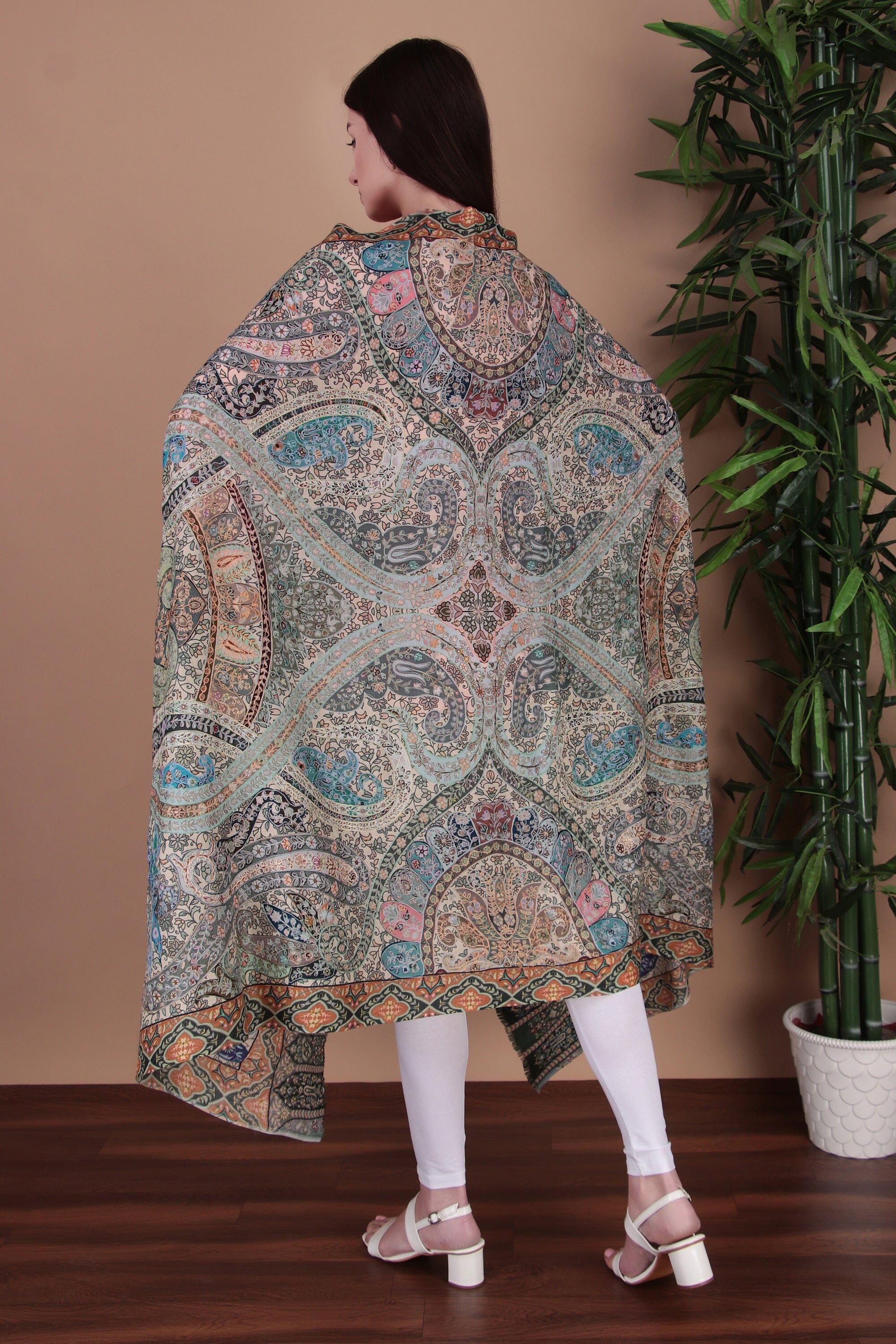 Kalamkari Pashmina Blend Shawl – Colour Flow