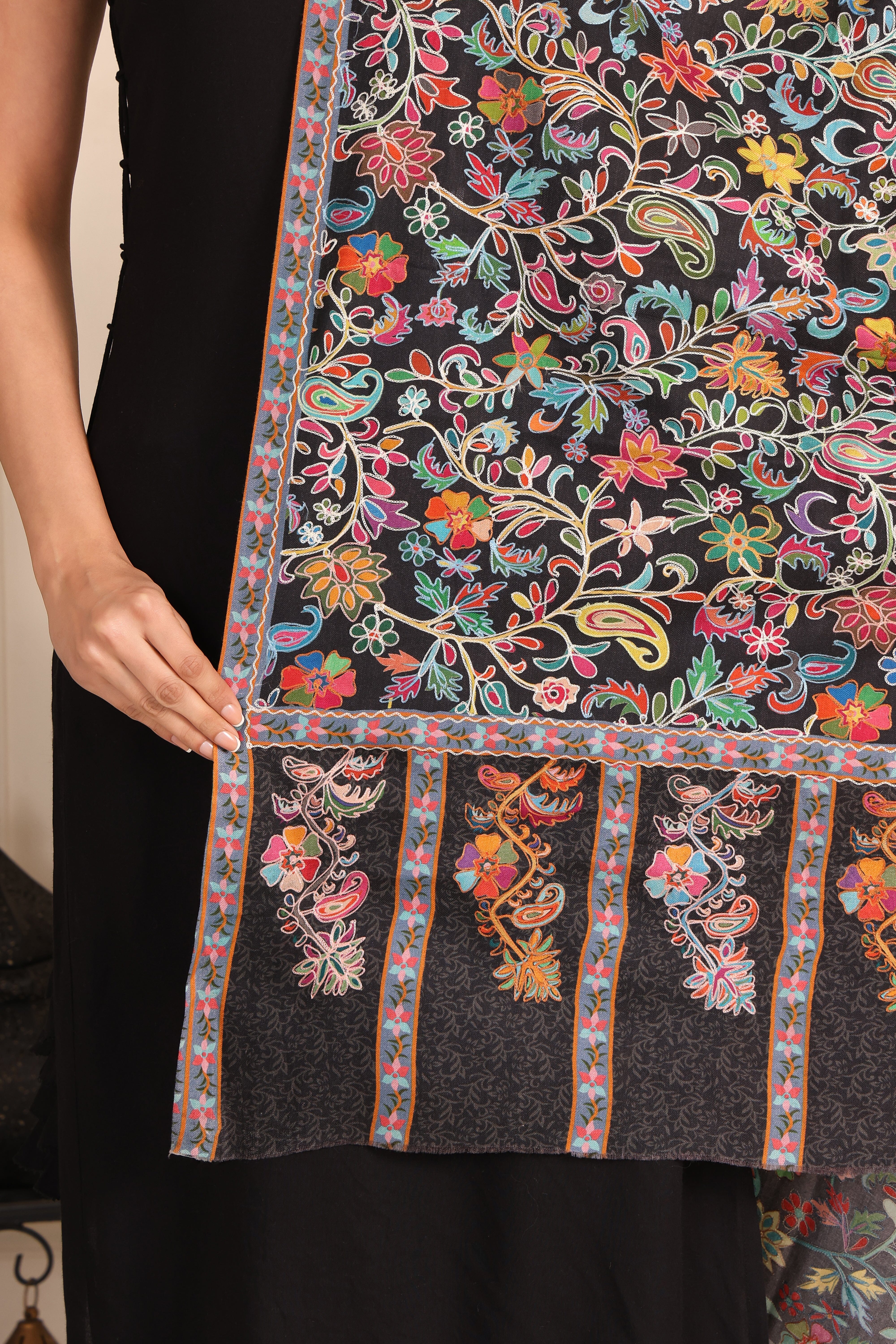 Kalamkari Pashmina Blend Shawl – Craft Line