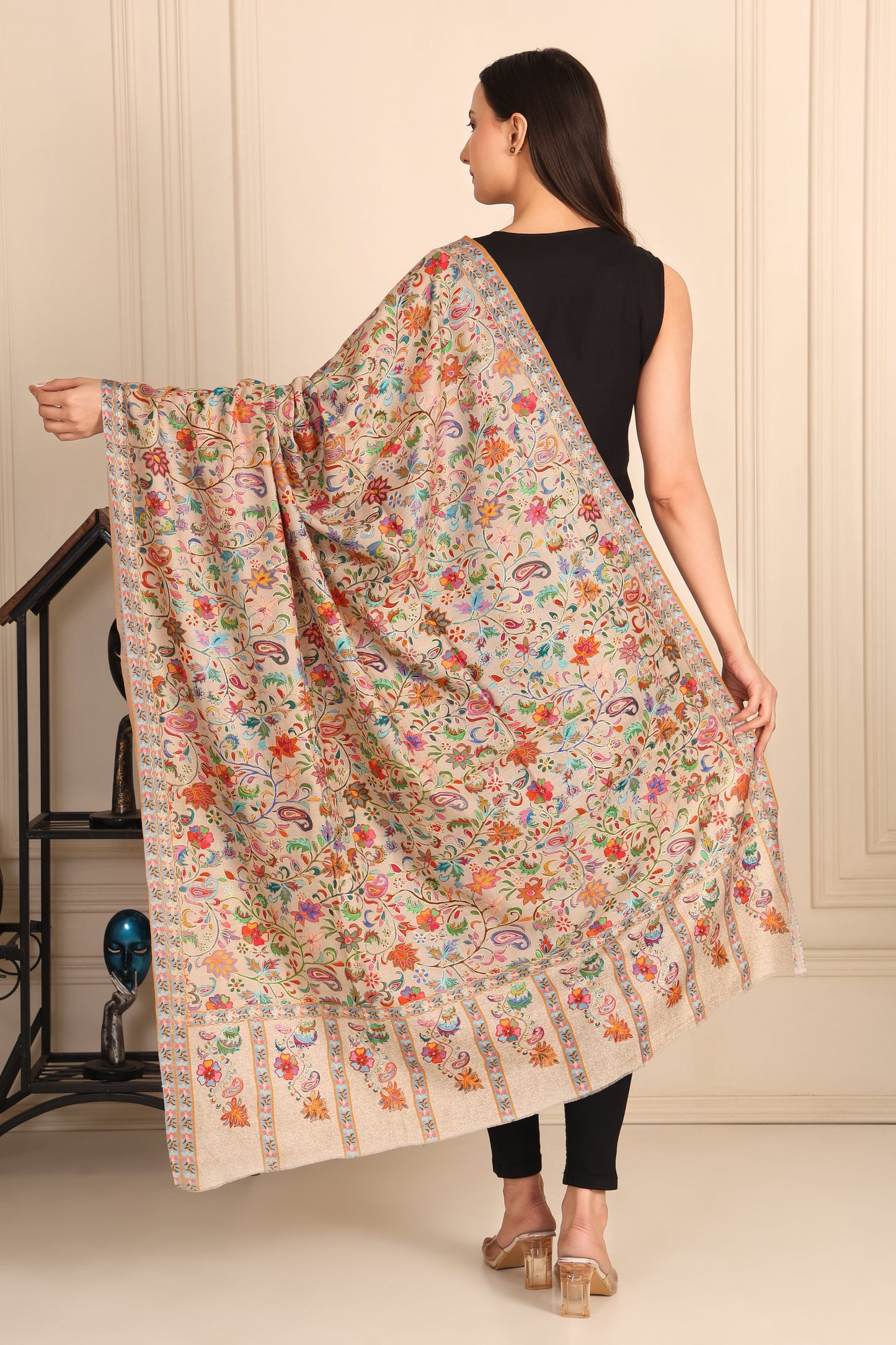 Kalamkari Pashmina Blend Shawl – Pattern Art
