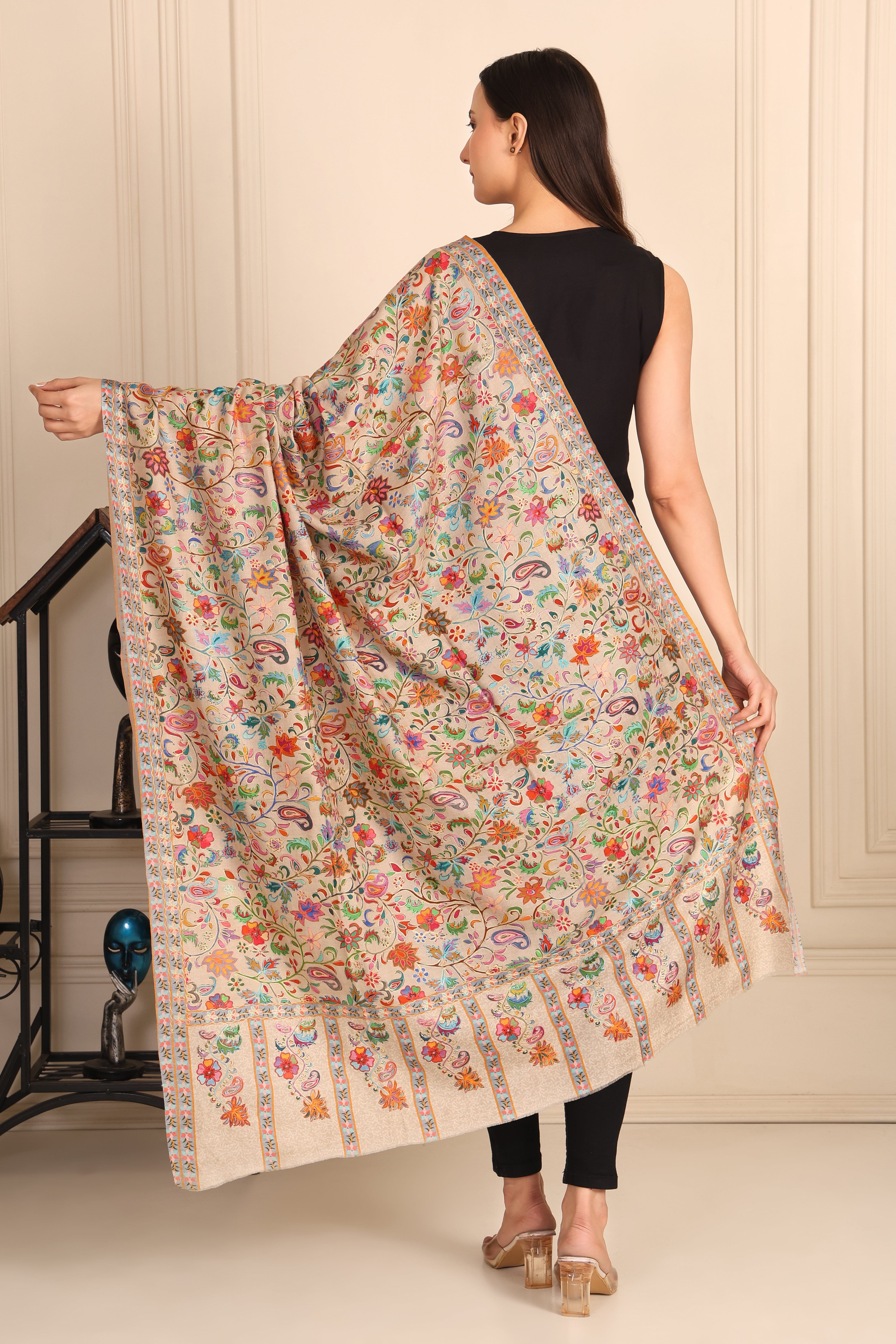 Kalamkari Pashmina Blend Shawl – Pattern Art