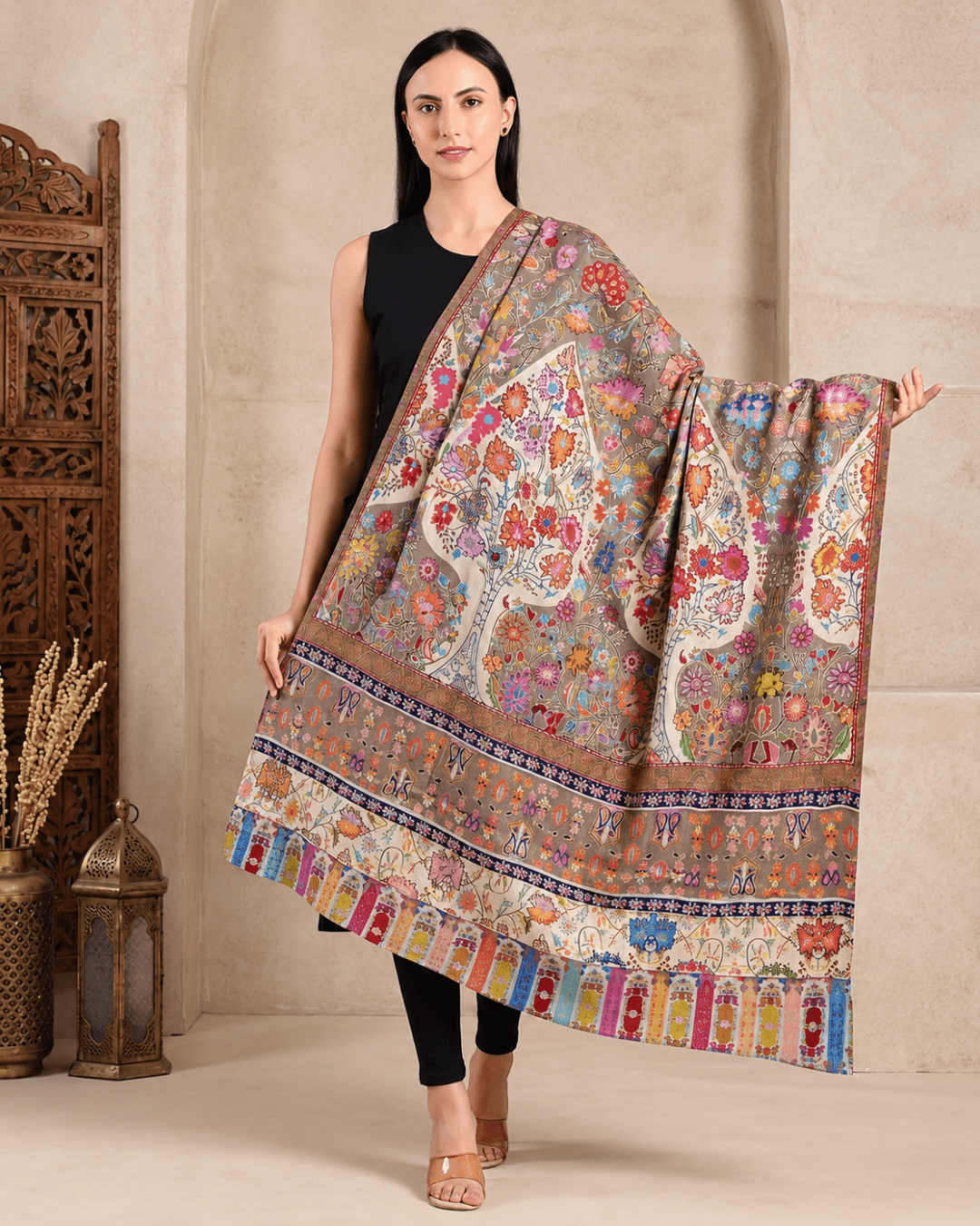 Kalamkari Pashmina Shawl