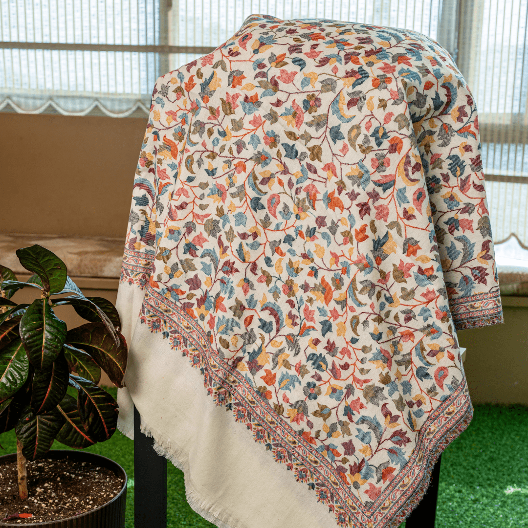 Multicolor Threadwork Kashmiri Shawl