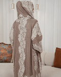 Premium Bisht Wool-Lace Beige White