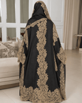 Premium Bisht Wool-Lace Black Beige