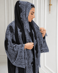 Premium Bisht Wool-Lace Black Grey