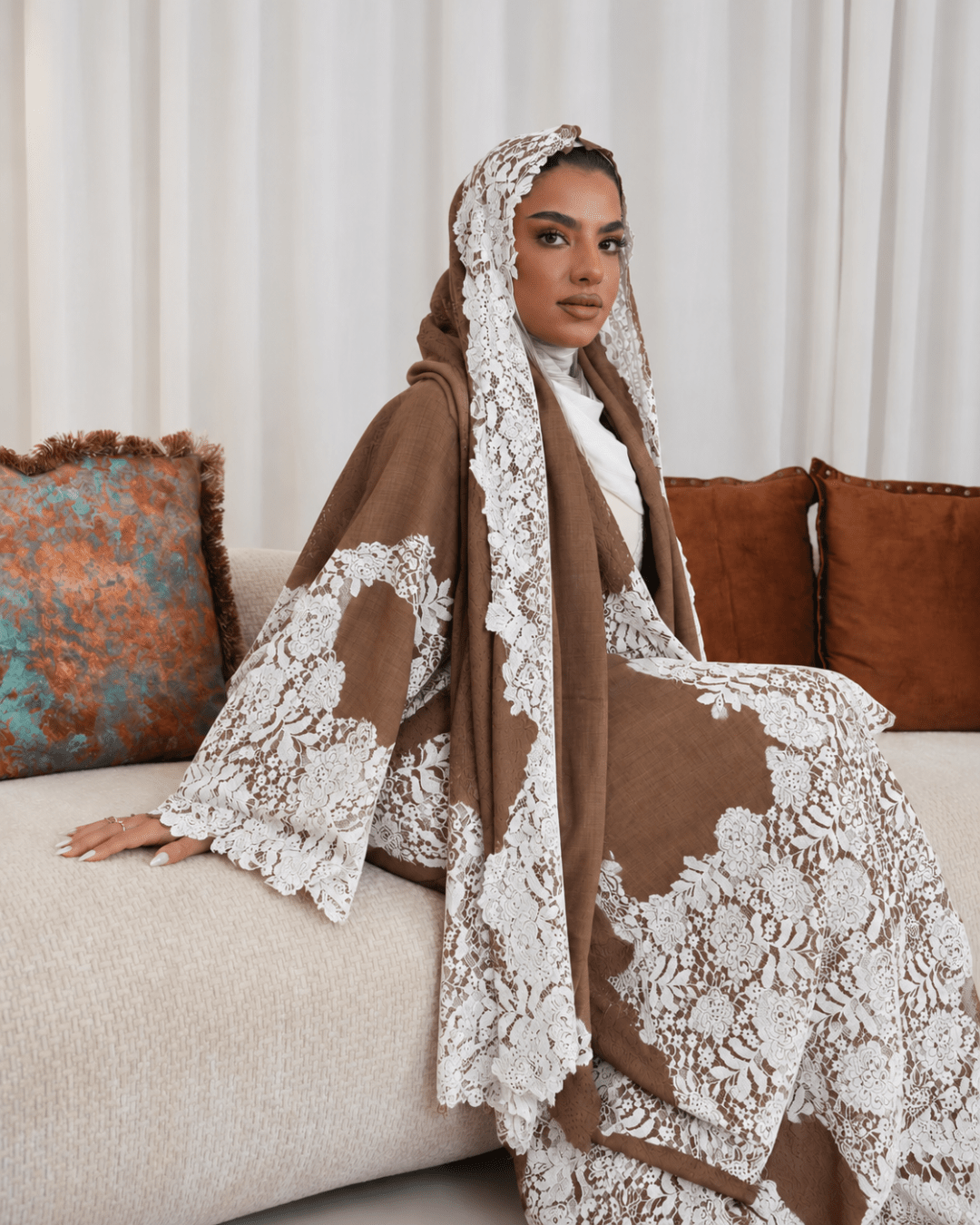 Premium Bisht Wool-Lace Camel Beige