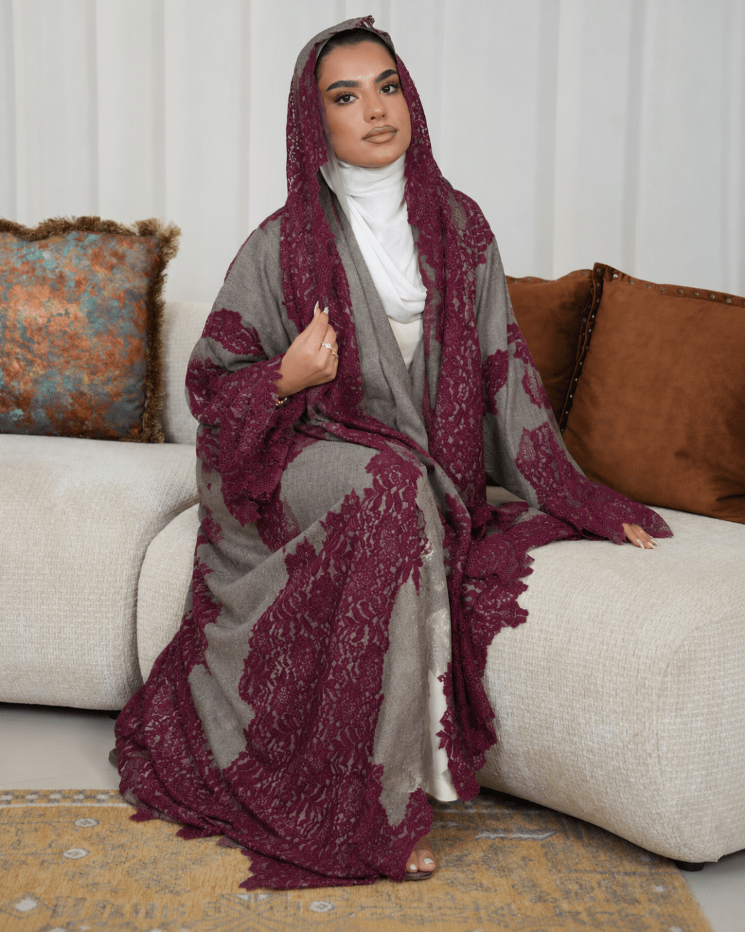 Premium Bisht Wool-Lace Dark Beige