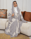 Premium Bisht Wool-Lace Offwhite Grey