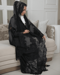 Premium Pashmina Wool-Lace Dark Grey Bisht