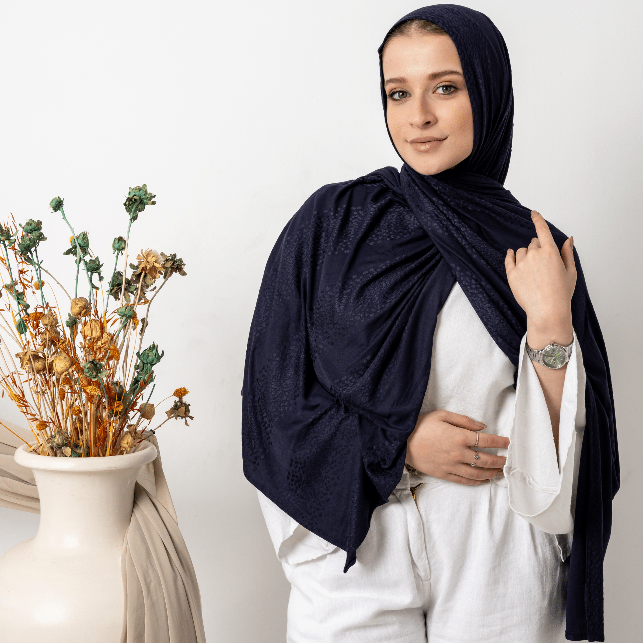 Spotted Cotton Stretch Scarf