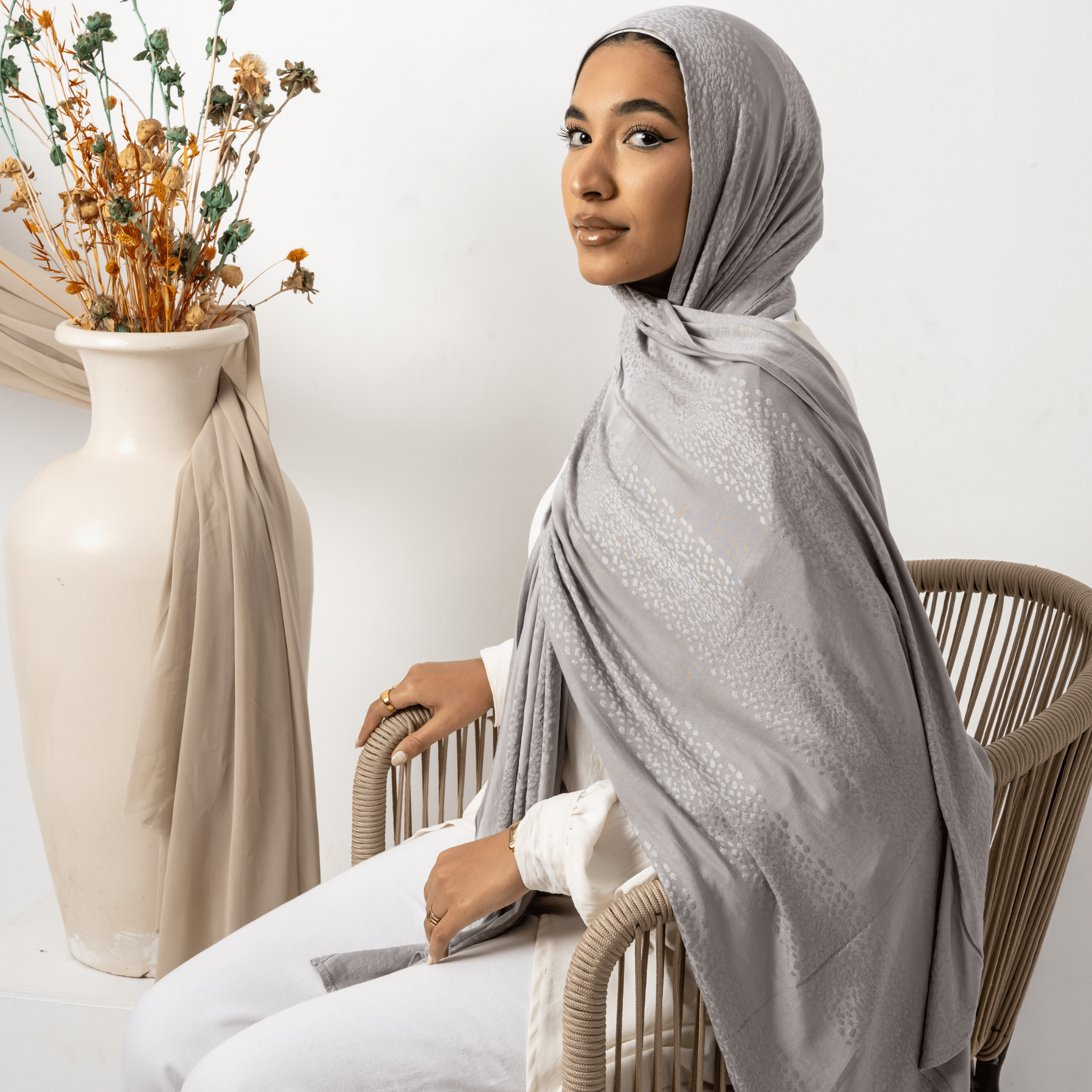 Spotted Cotton Stretch Scarf