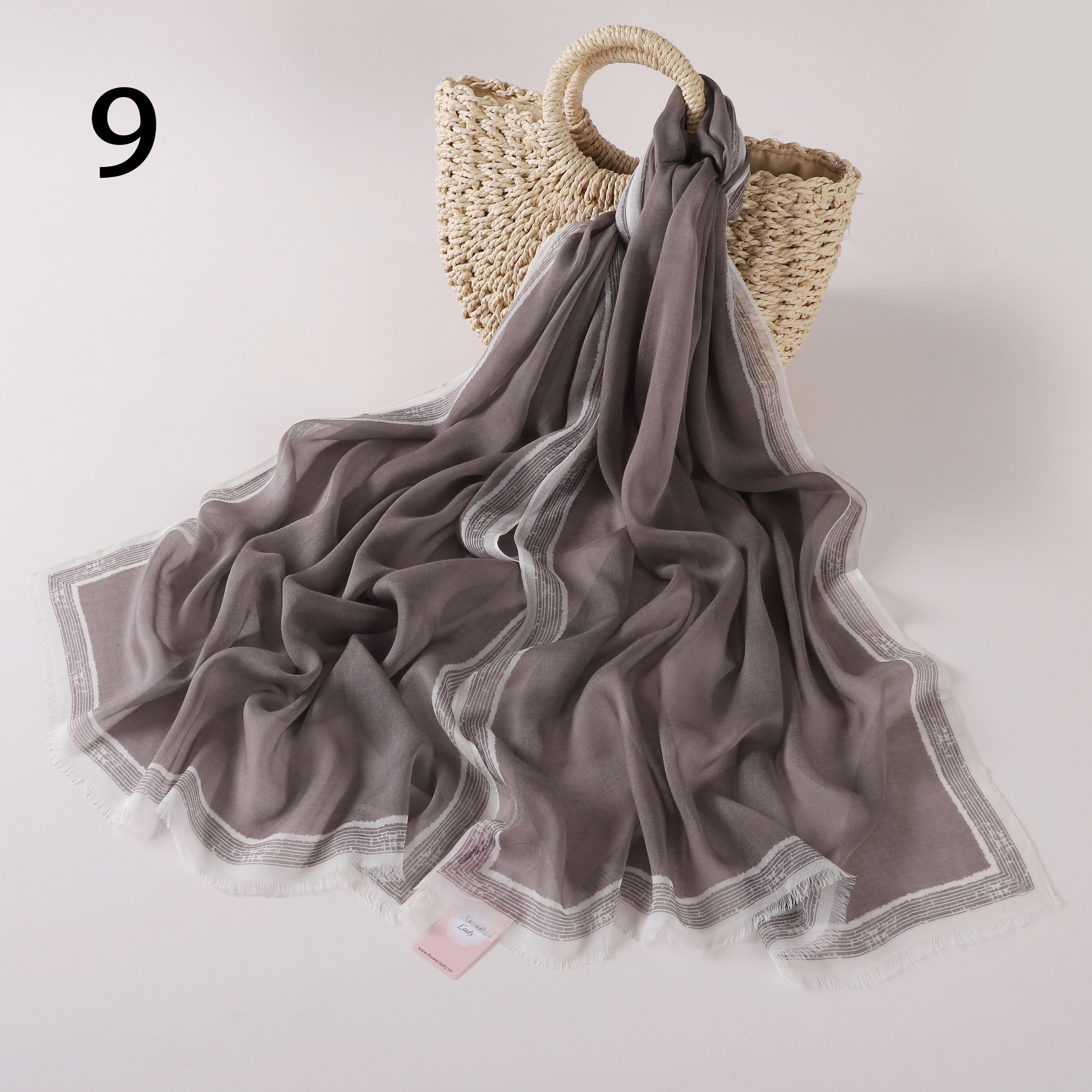 Stripes Border Linen Scarf