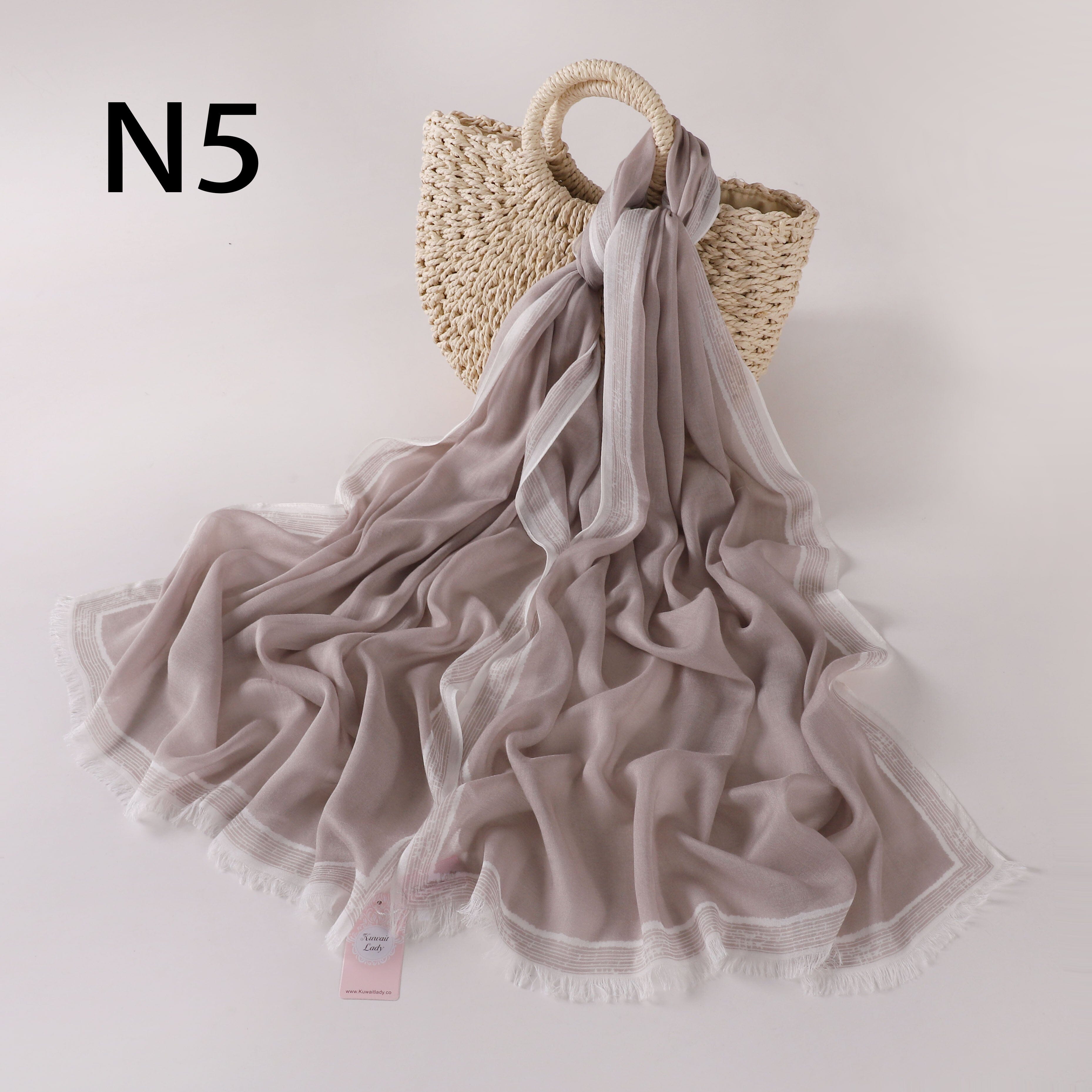 Stripes Border Linen Scarf