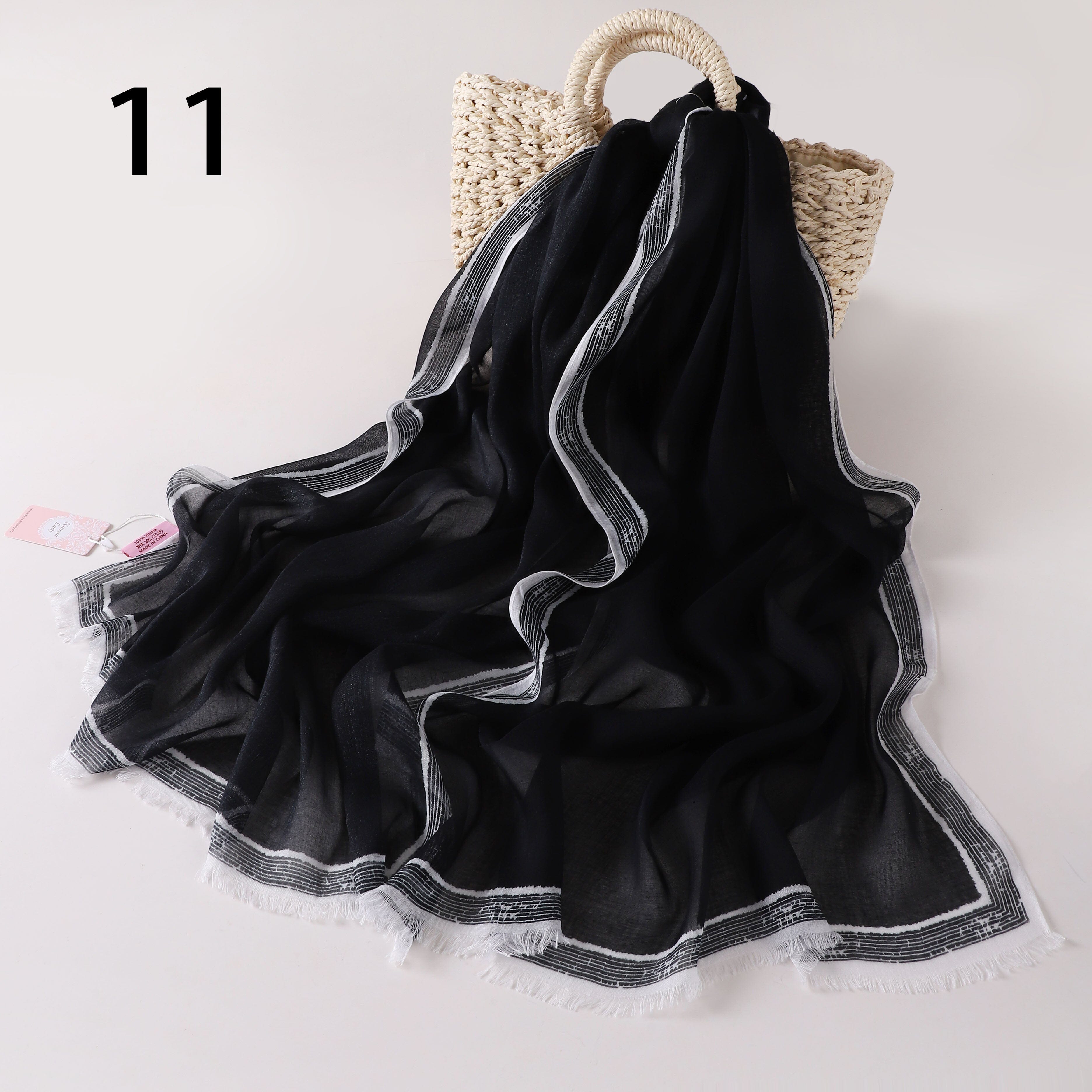 Stripes Border Linen Scarf