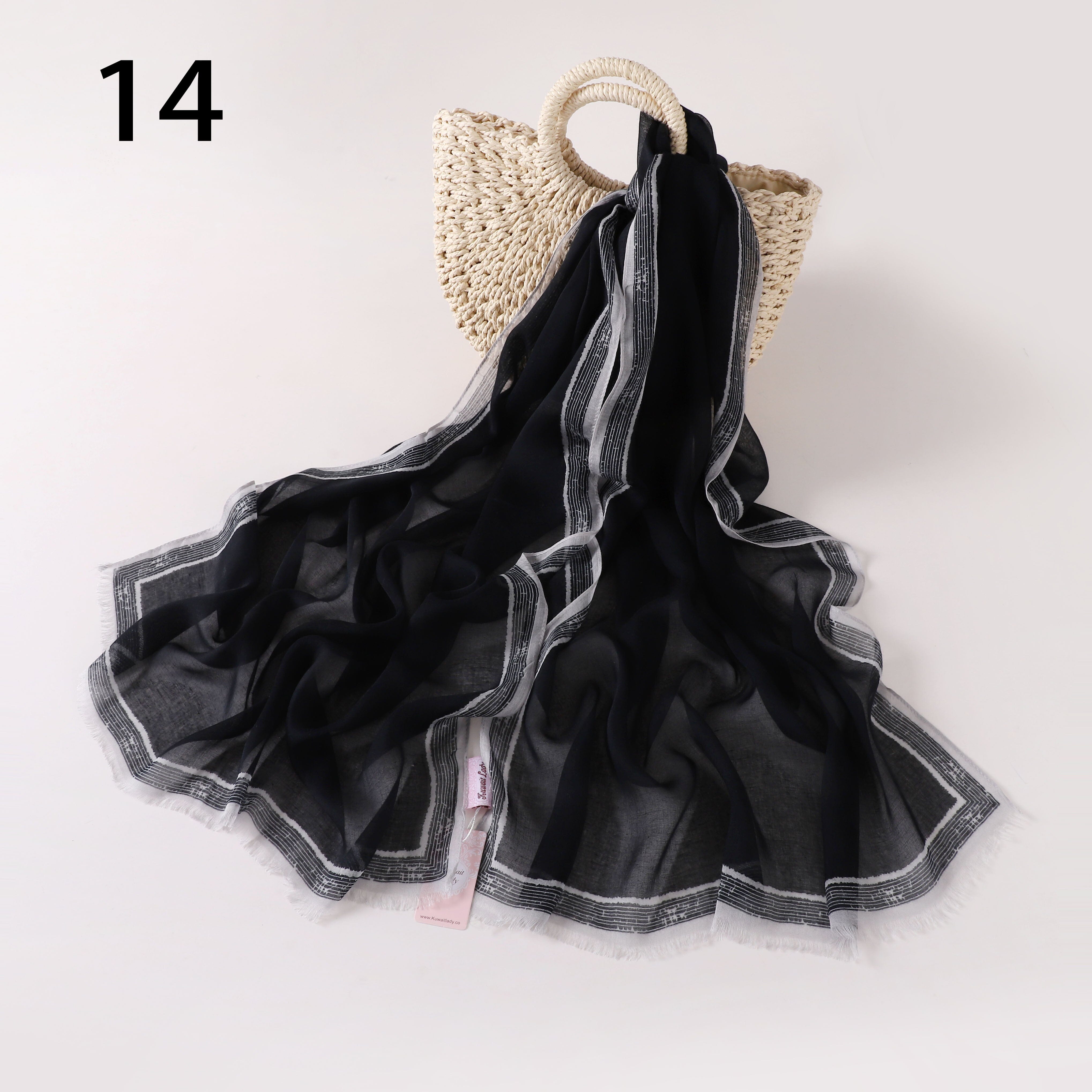 Stripes Border Linen Scarf