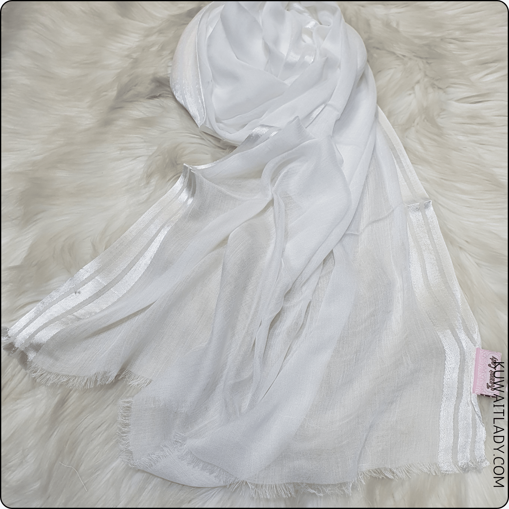 Three Satin Lines Linen Scarf