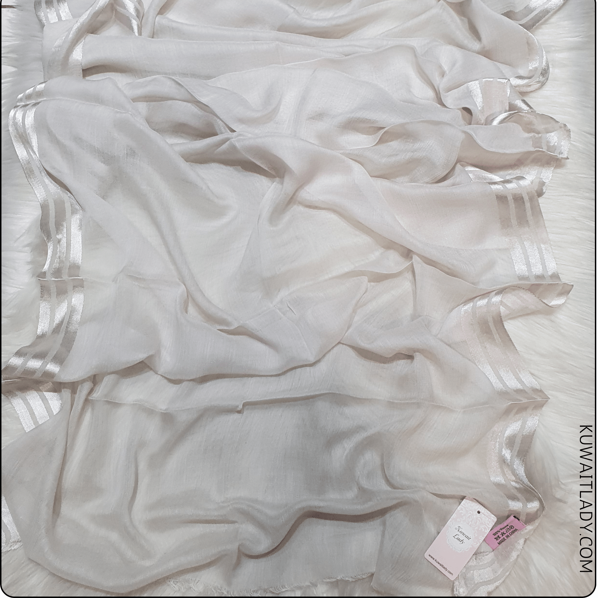 Three Satin Lines Linen Scarf