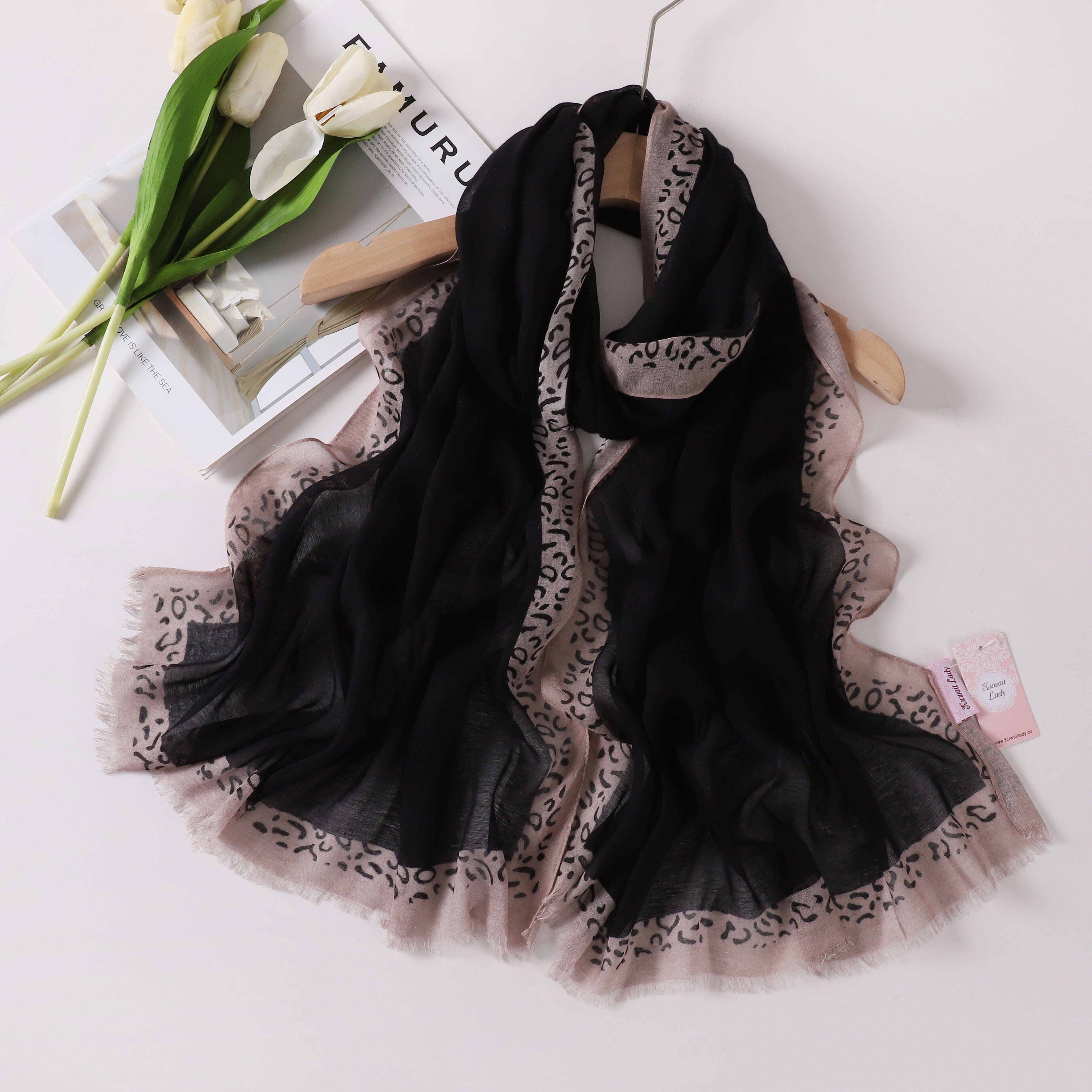 Tiger Border Linen Scarf