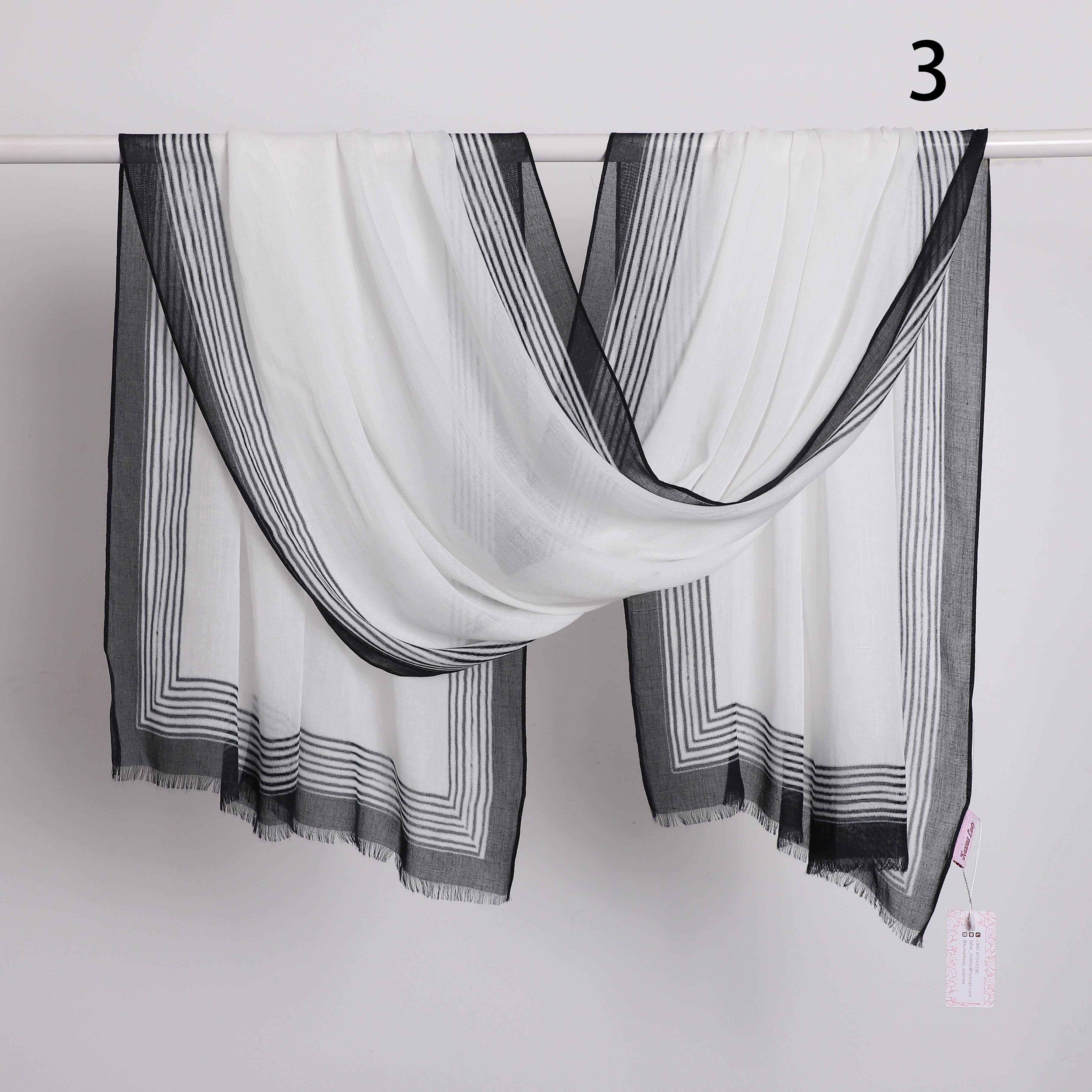 Wide Border Linen Scarf