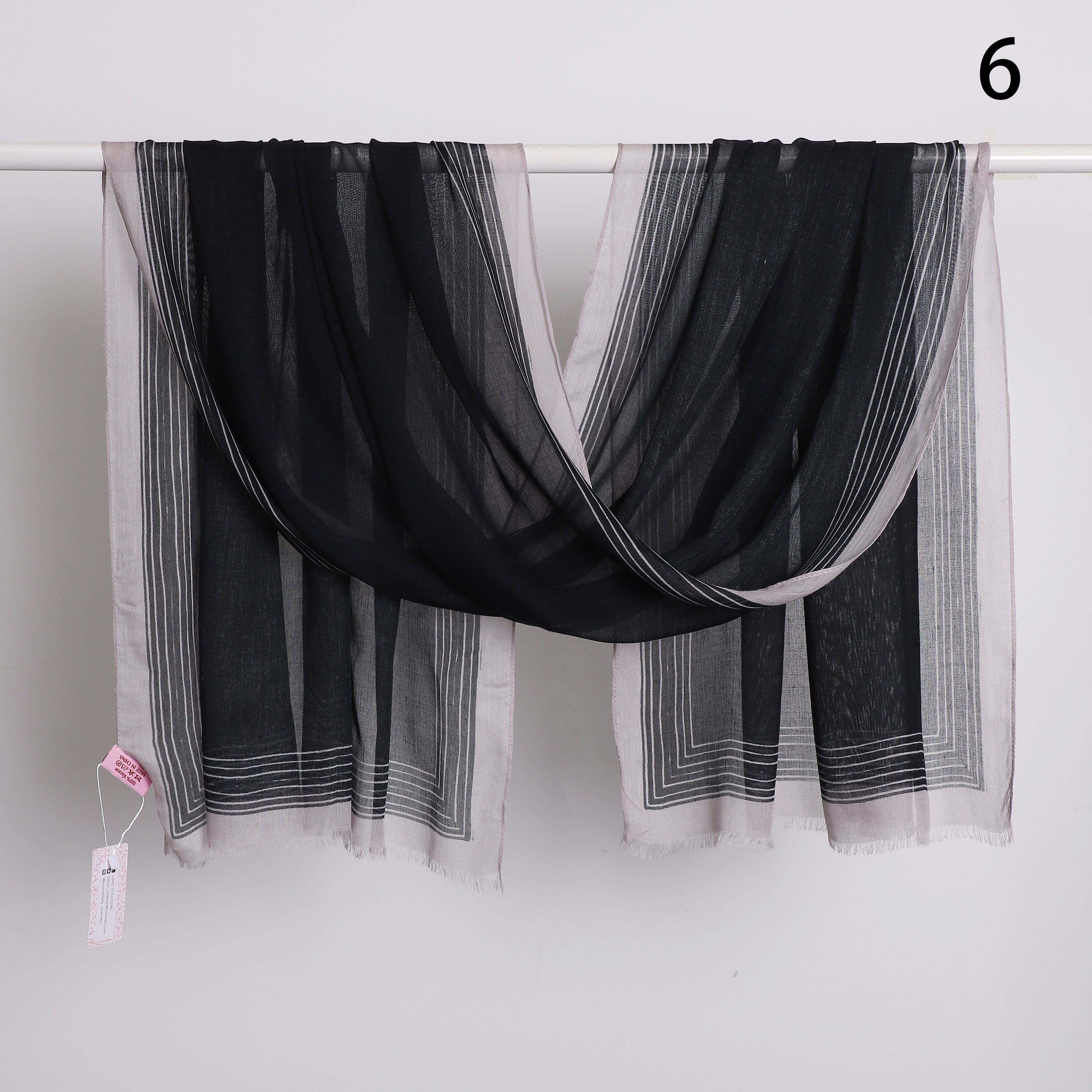 Wide Border Linen Scarf