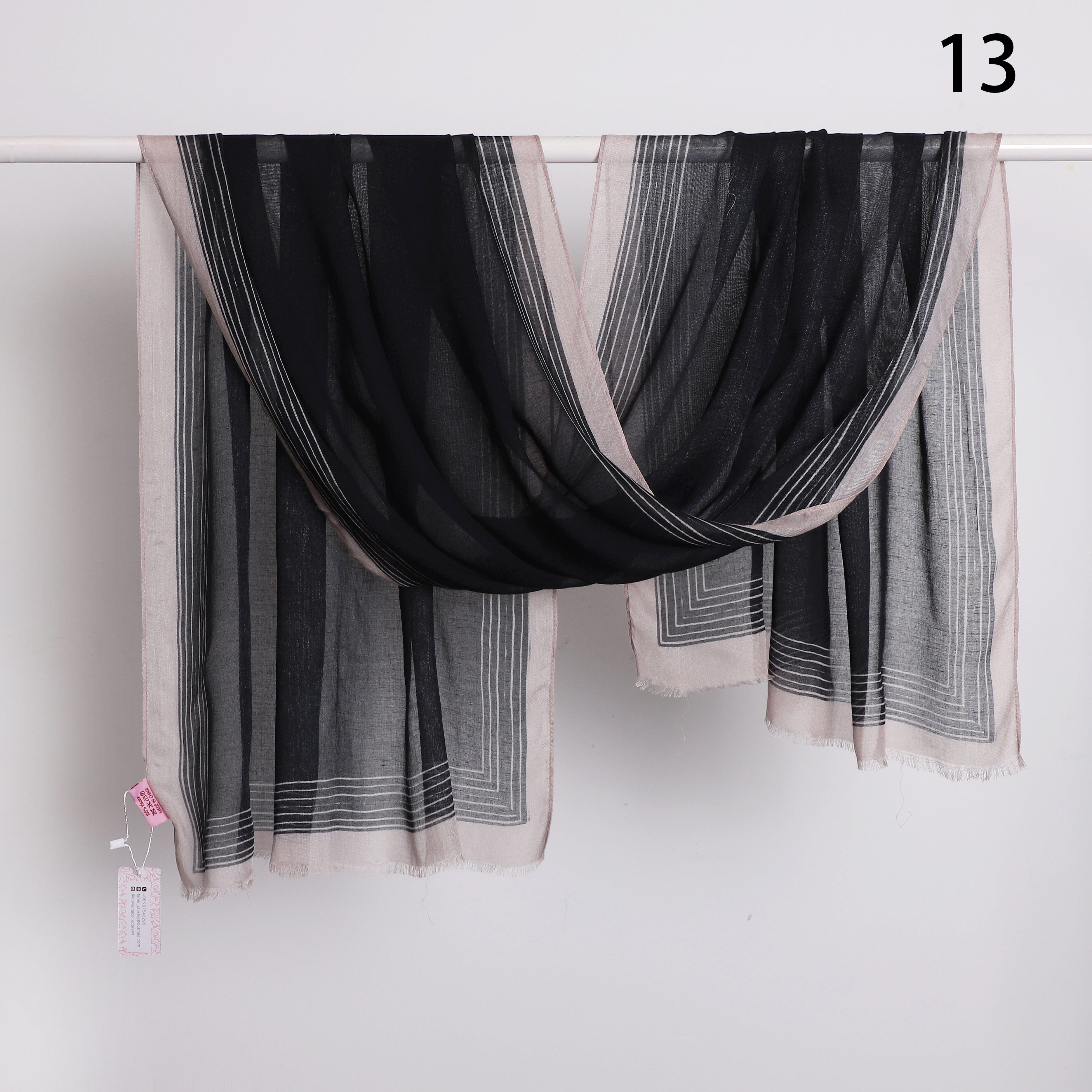 Wide Border Linen Scarf