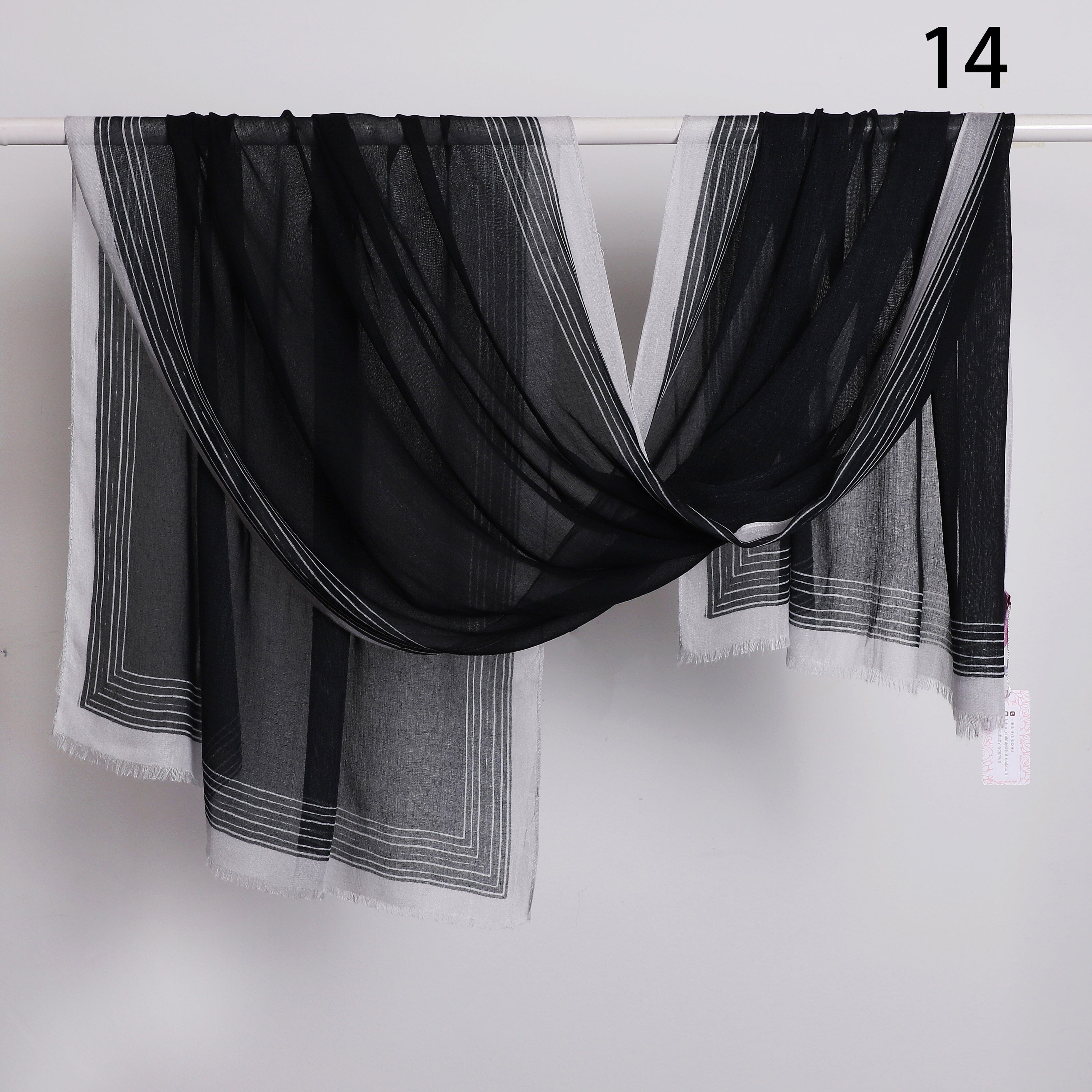 Wide Border Linen Scarf