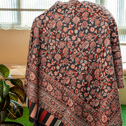 Traditional FloKashmiri Paisley Edge Shawlral Pattern Shawl