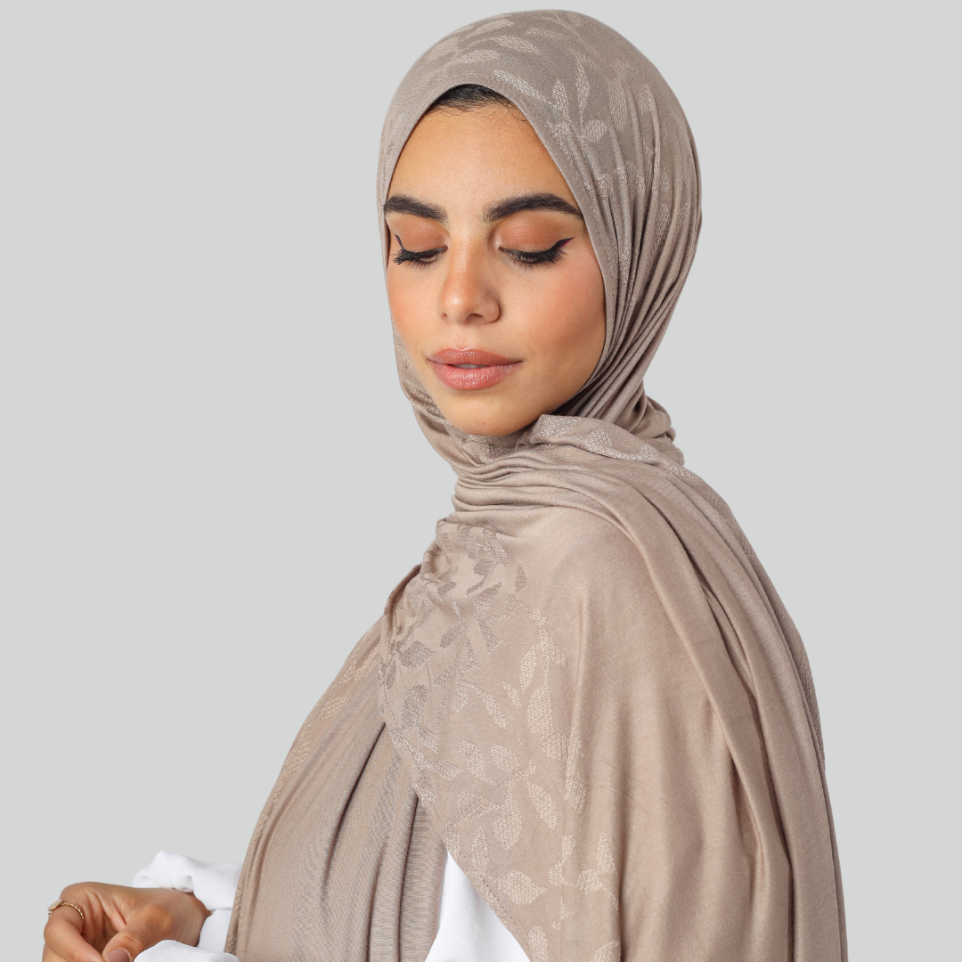 Leafy Elegance Cotton Stretch Scarf