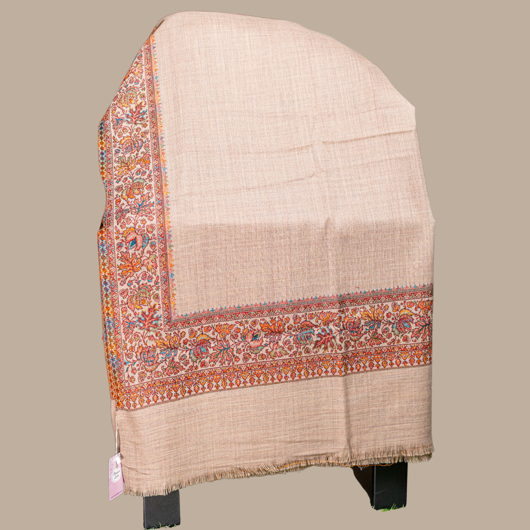 Fine Border Embroidery Print Shawl