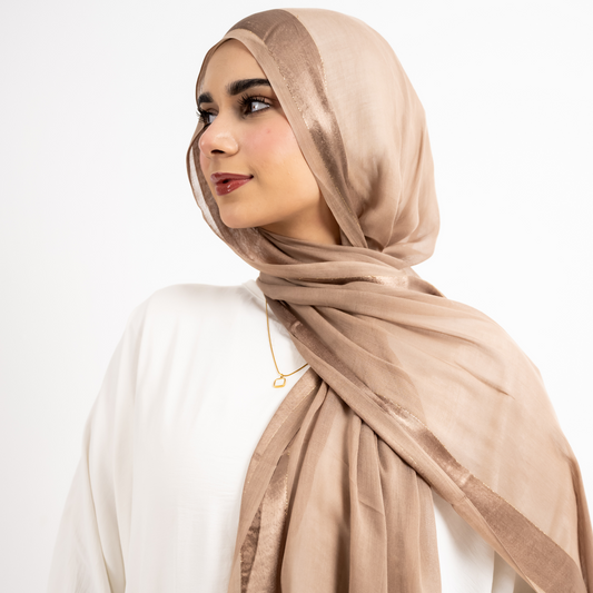 Golden Touch Satin Linen Scarf