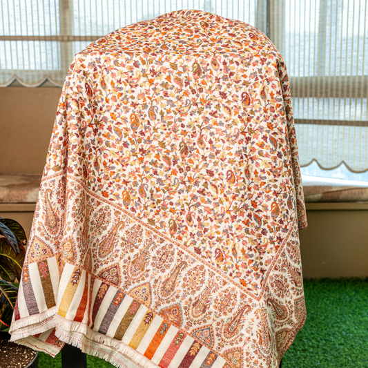 Traditional FloKashmiri Paisley Edge Shawlral Pattern Shawl